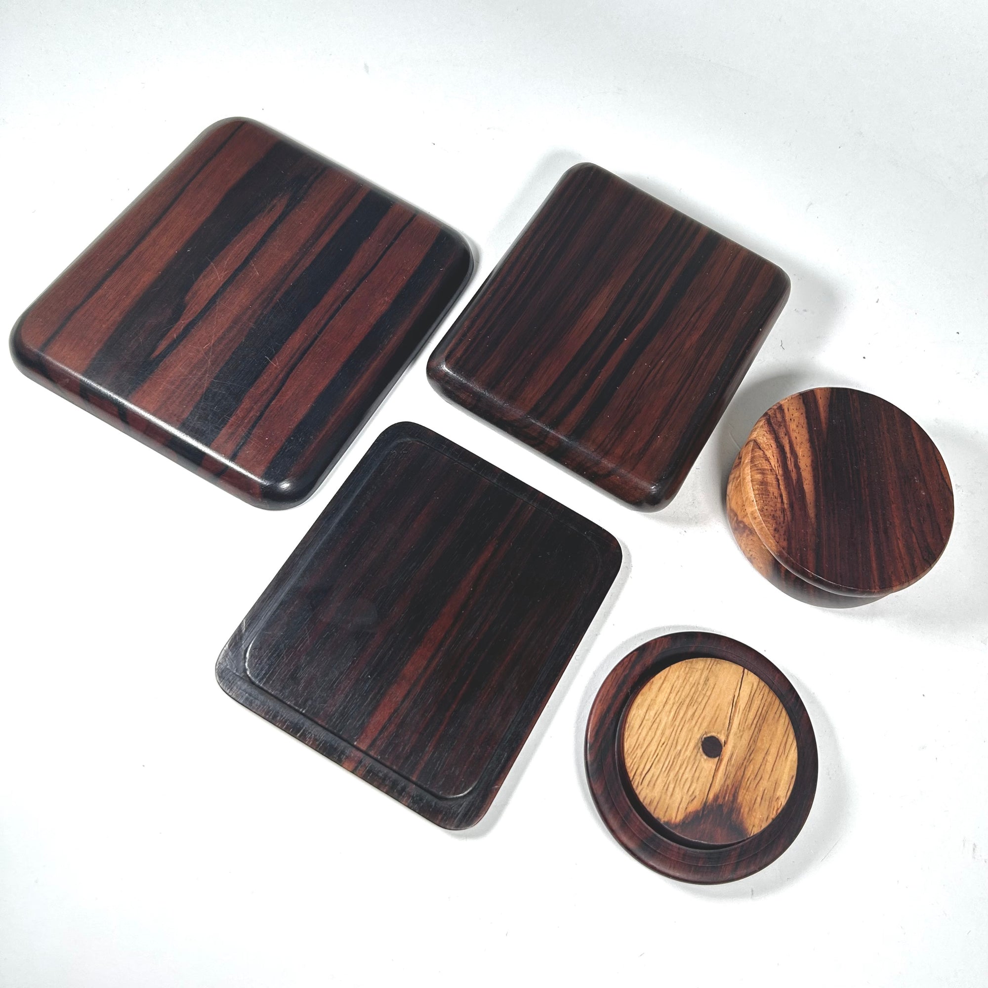 Vintage Wood Desk Set with Two Small Boxes and Tray