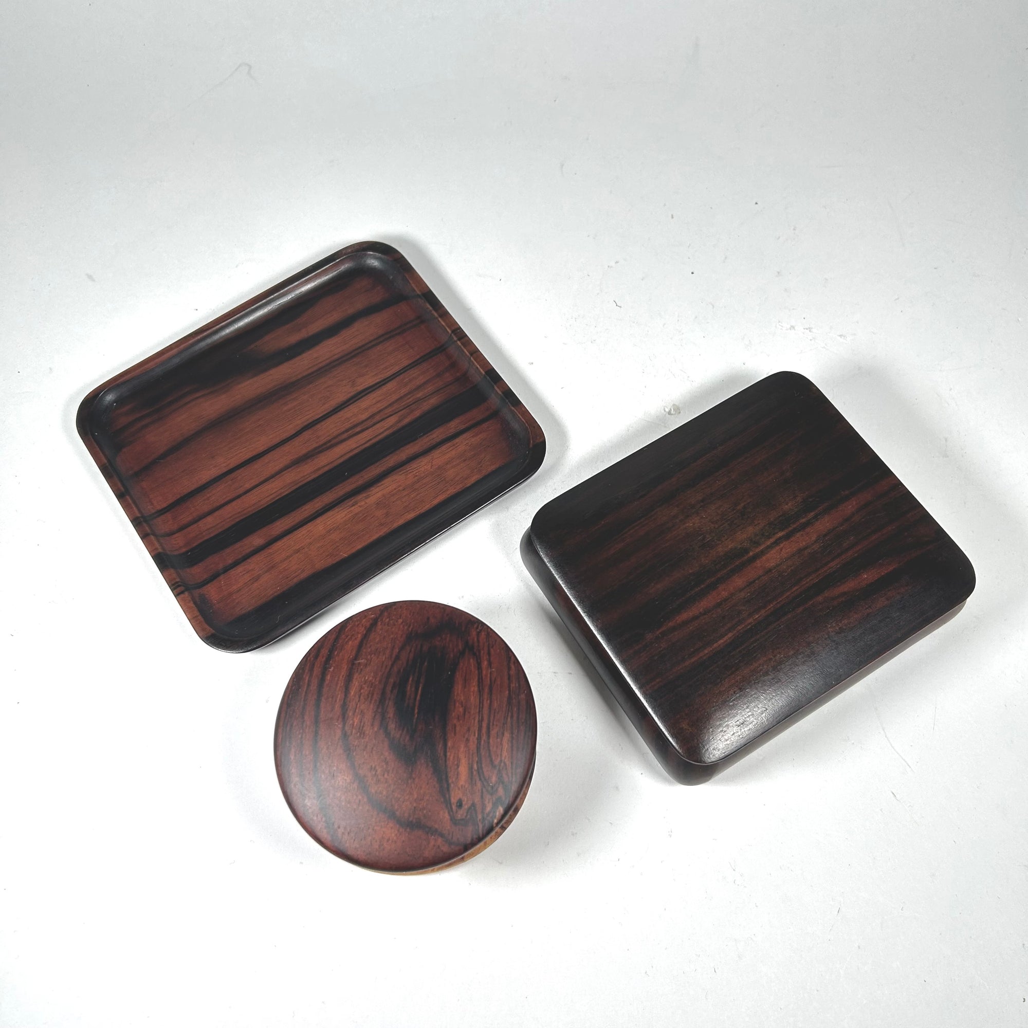 Vintage Wood Desk Set with Two Small Boxes and Tray