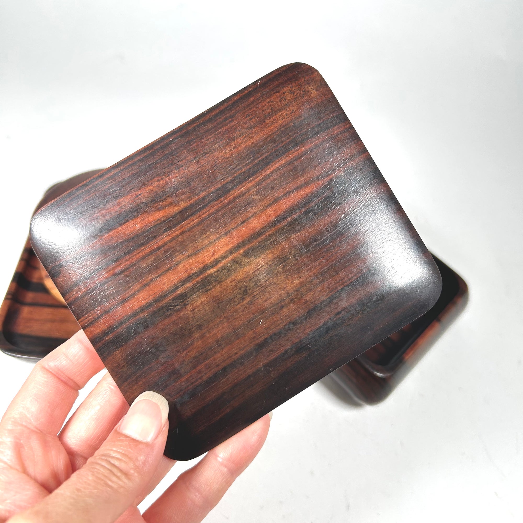 Vintage Wood Desk Set with Two Small Boxes and Tray