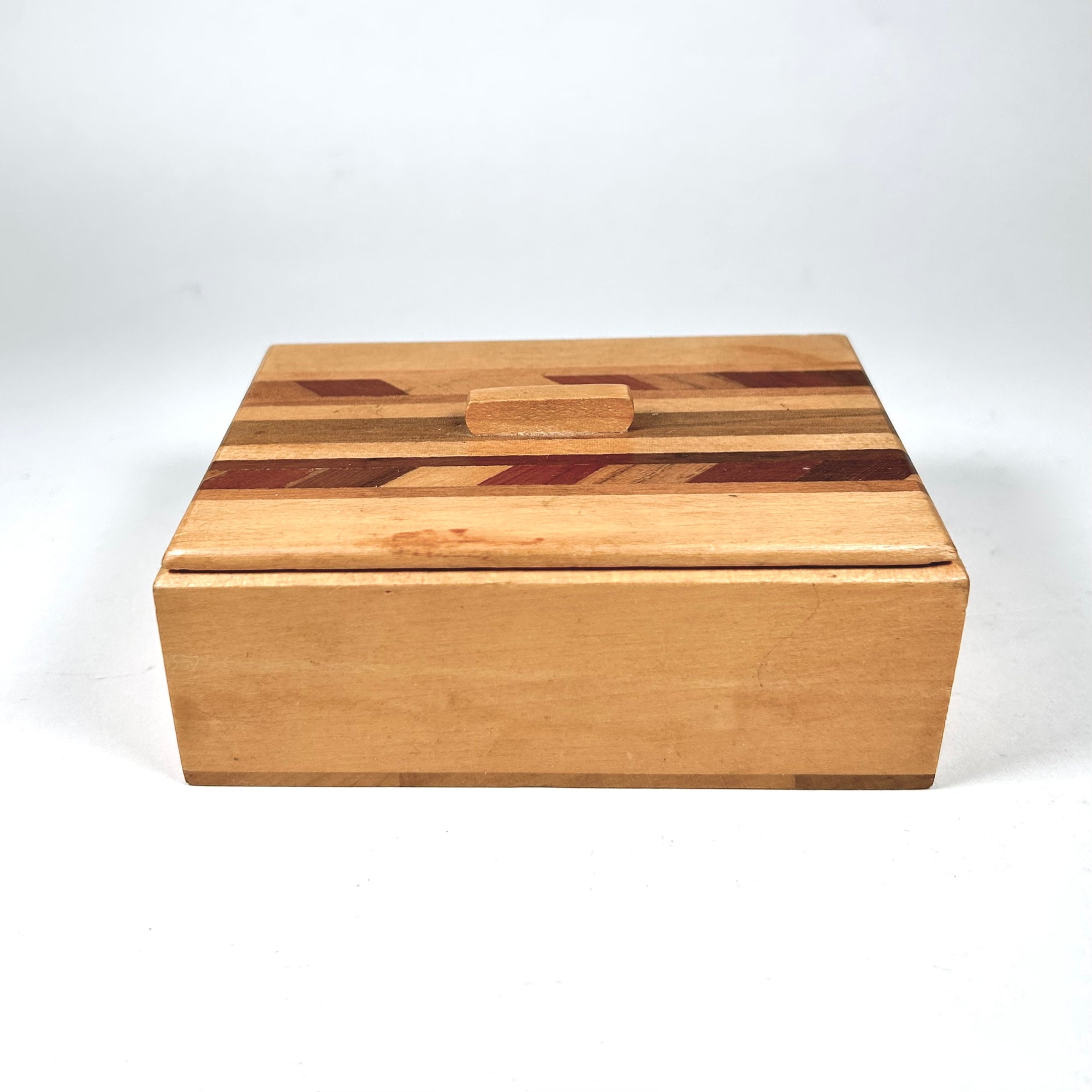 Vintage Inlayed Wood Parquetry Small Box