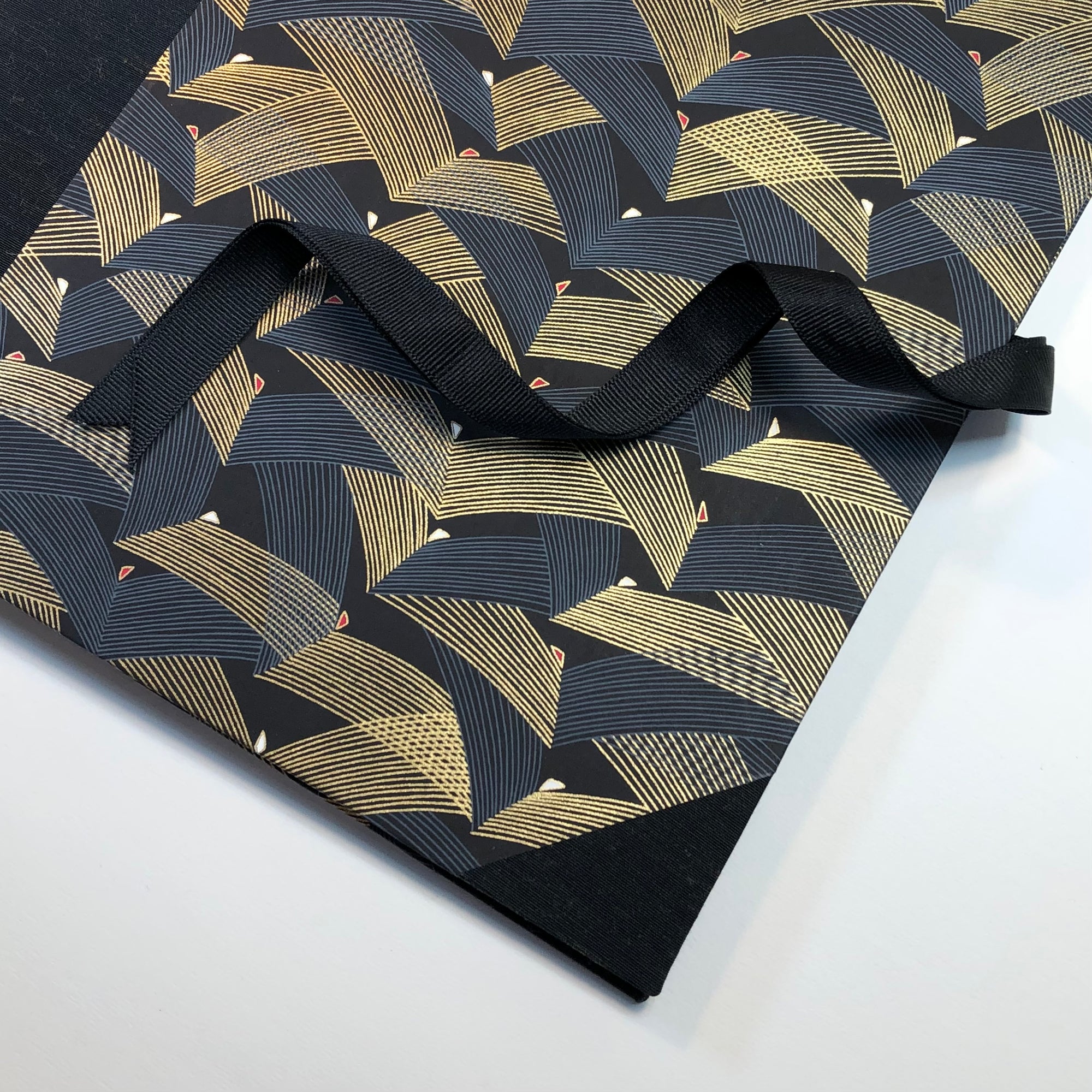 Desk Organizer Folio in Luxurious Blue and Black with Ribbon Closure