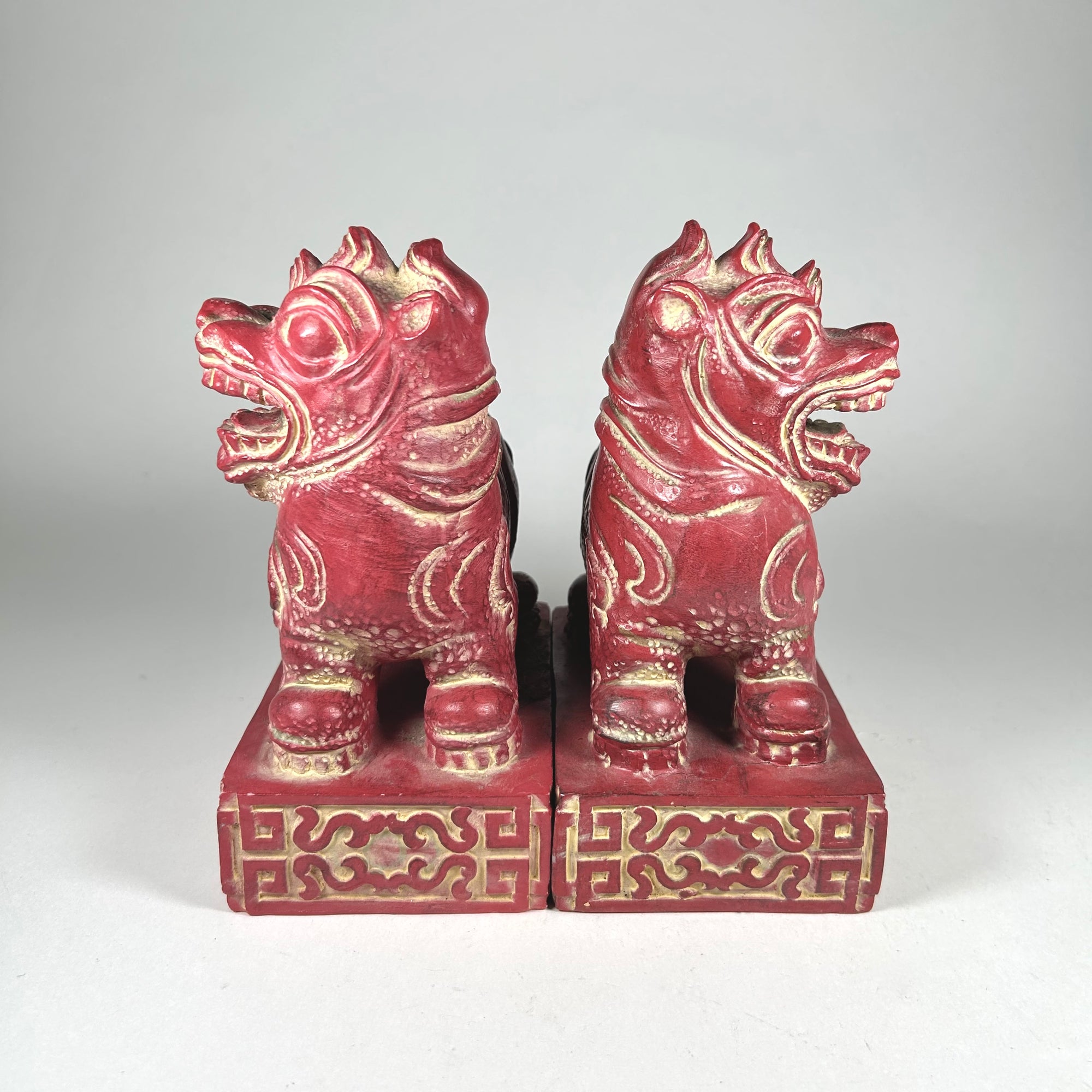 MCM Chinese Foo Dog Bookends in Red