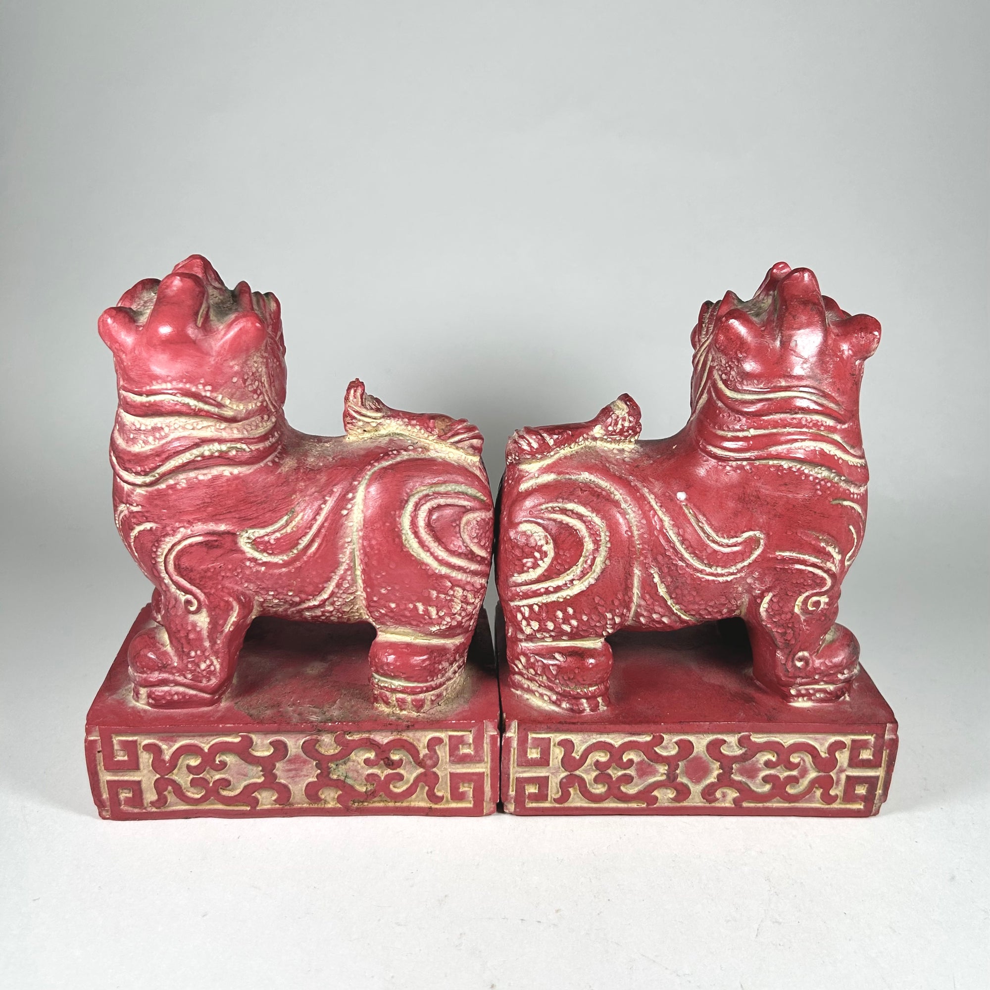 MCM Chinese Foo Dog Bookends in Red