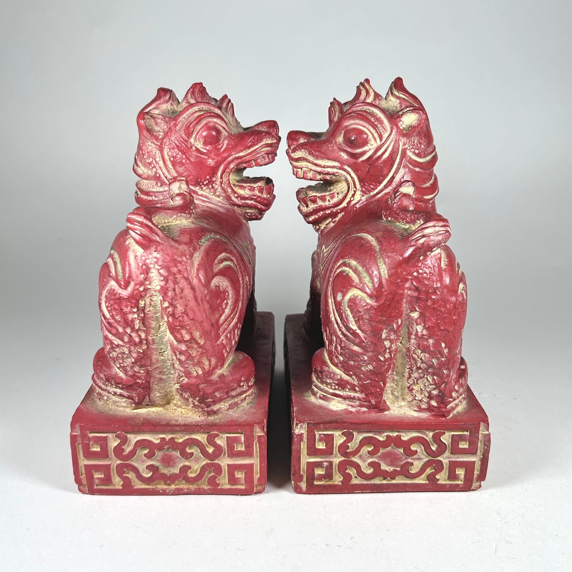 MCM Chinese Foo Dog Bookends in Red
