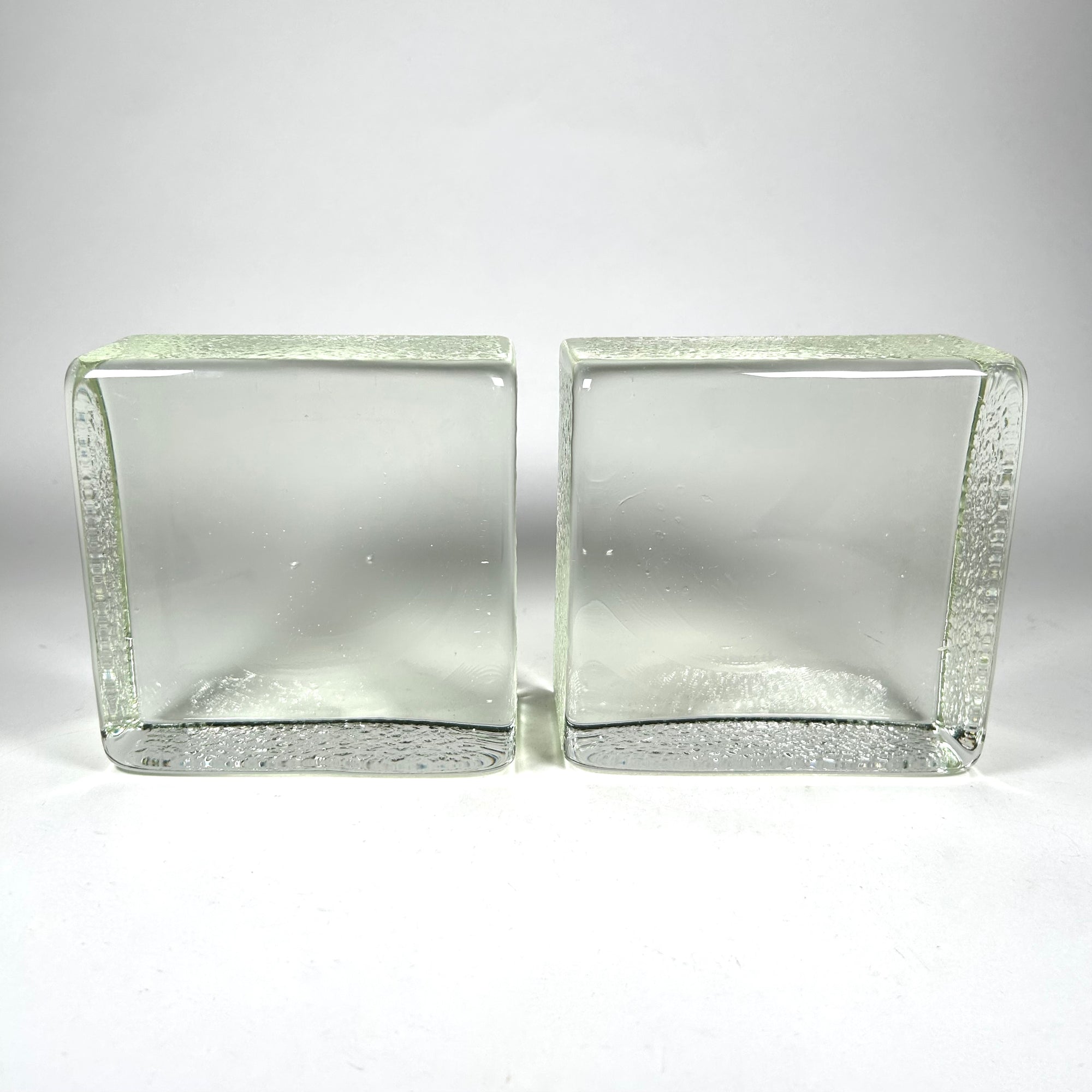 Blenko Cast Glass Ice Cube Ice Block Bookends in Light Green