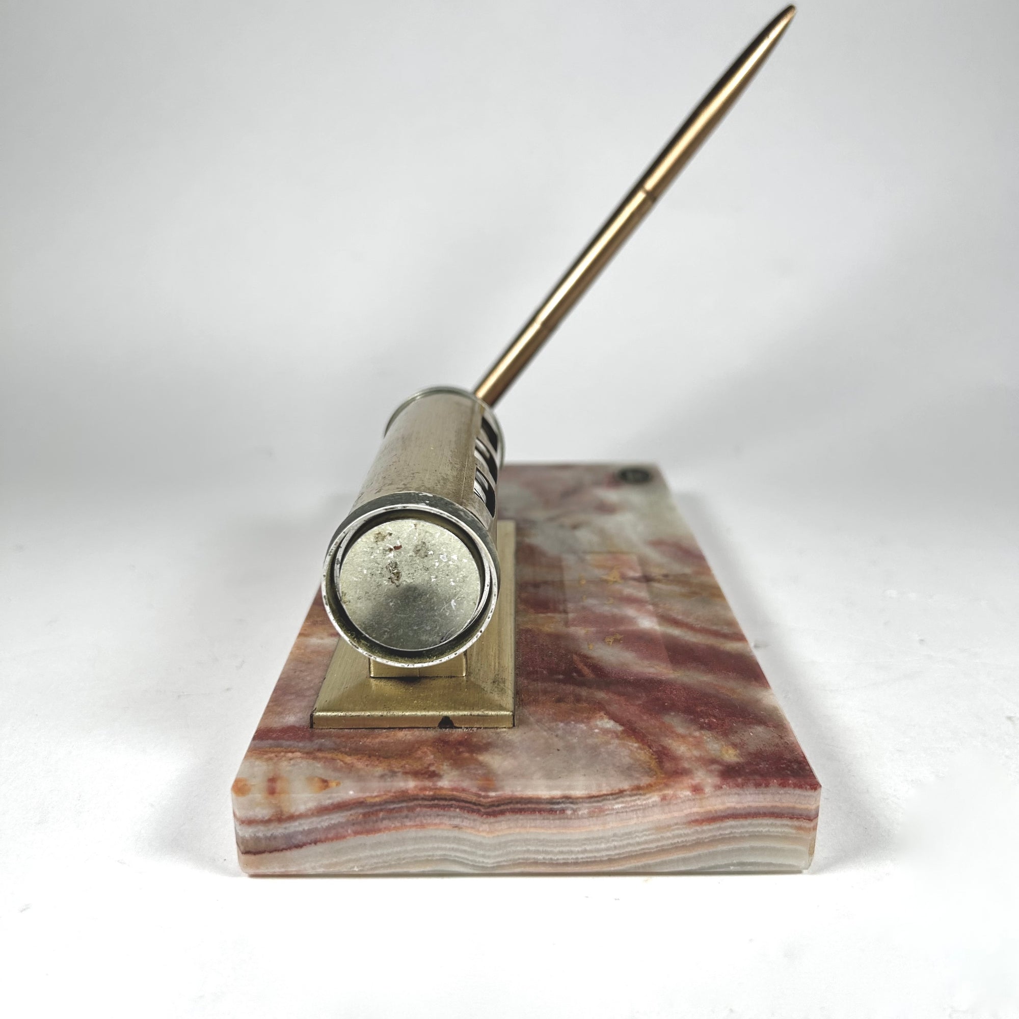 Vintage Scotto Perpetual Calendar and Pen Stand on Agate