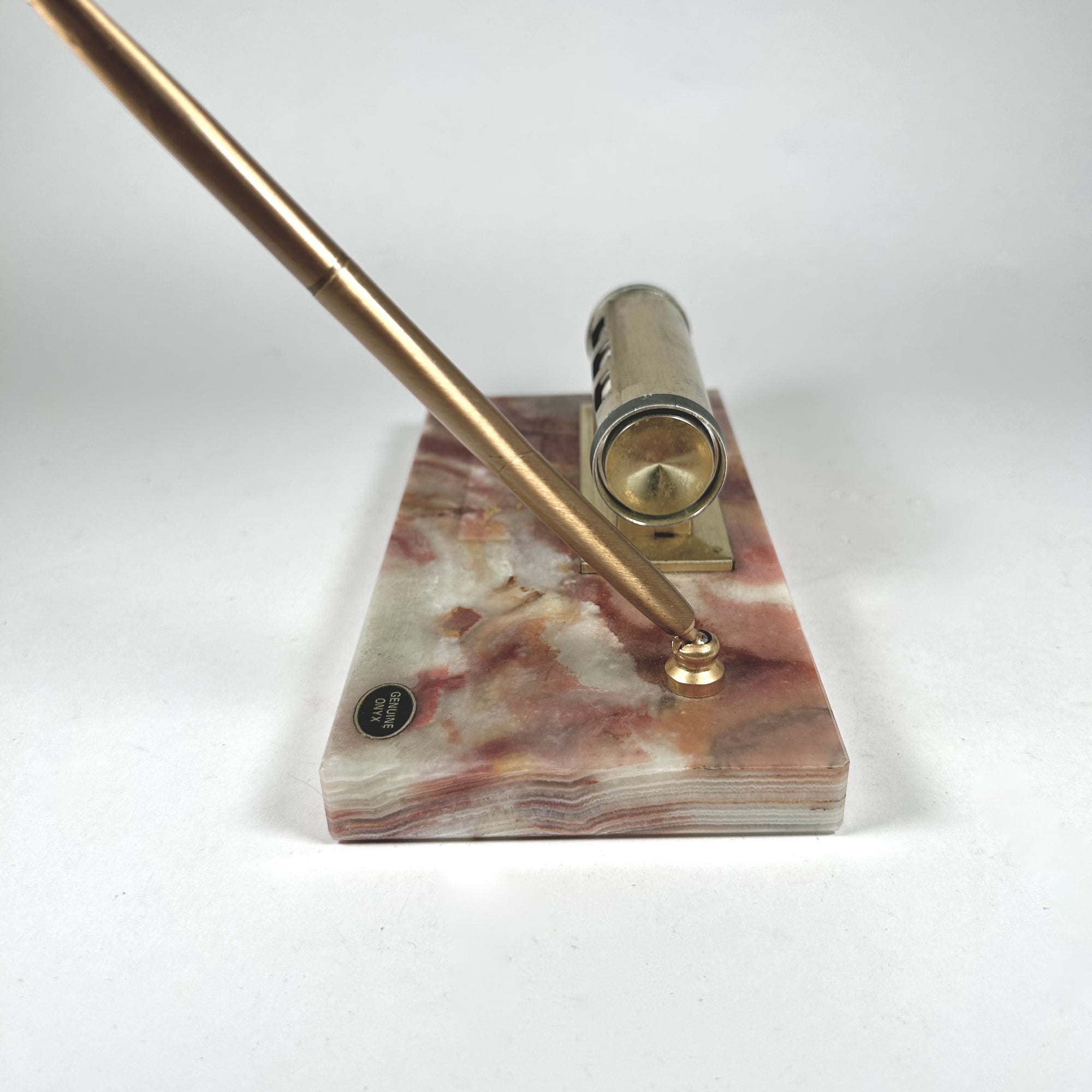 Vintage Scotto Perpetual Calendar and Pen Stand on Agate