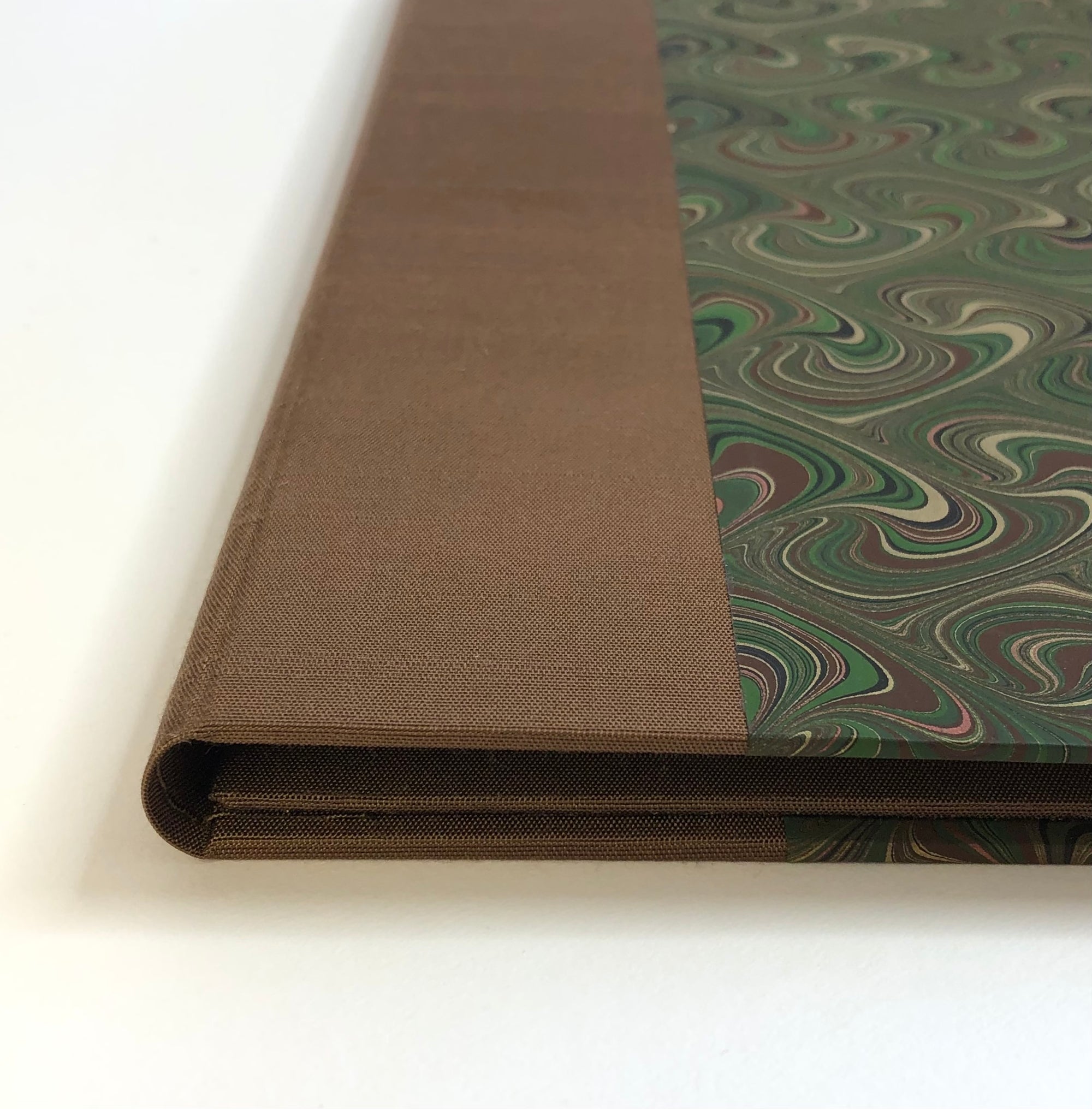 Desk Organizer Folio with Marbled Paper in Green and Brown