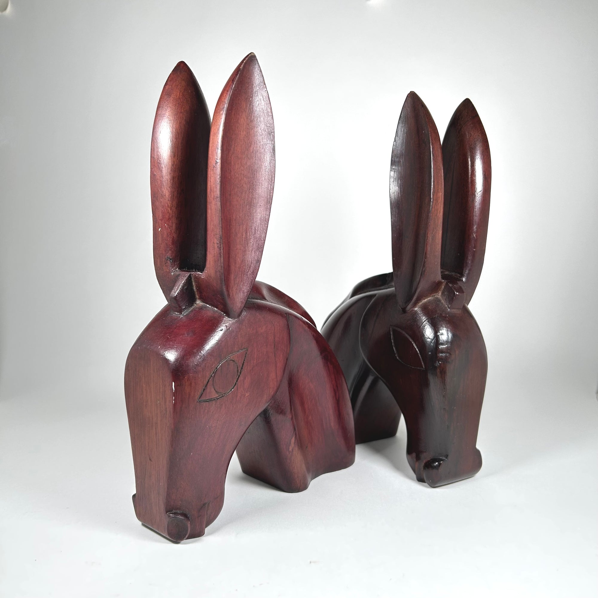 Mid-Century Modern Wood Donkey Bookends