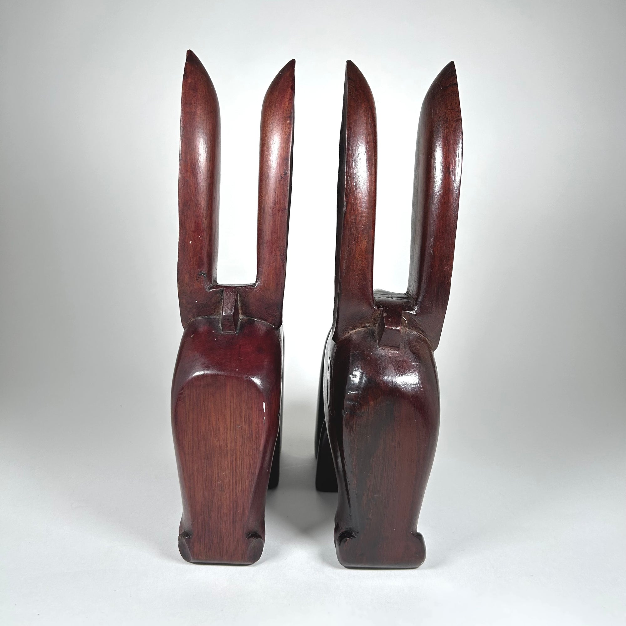 Mid-Century Modern Wood Donkey Bookends