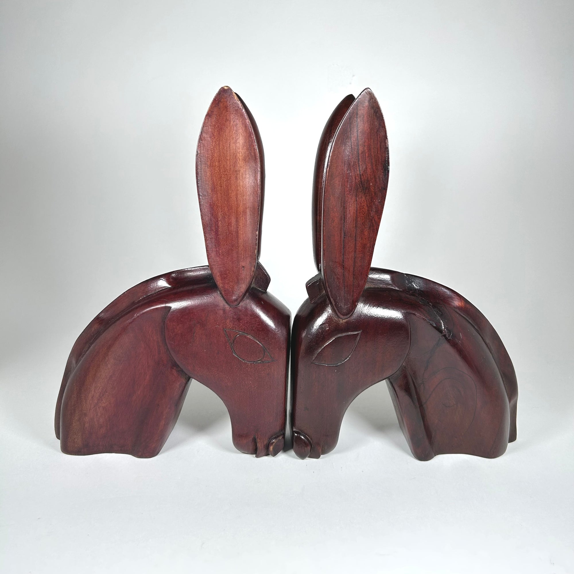 Mid-Century Modern Wood Donkey Bookends