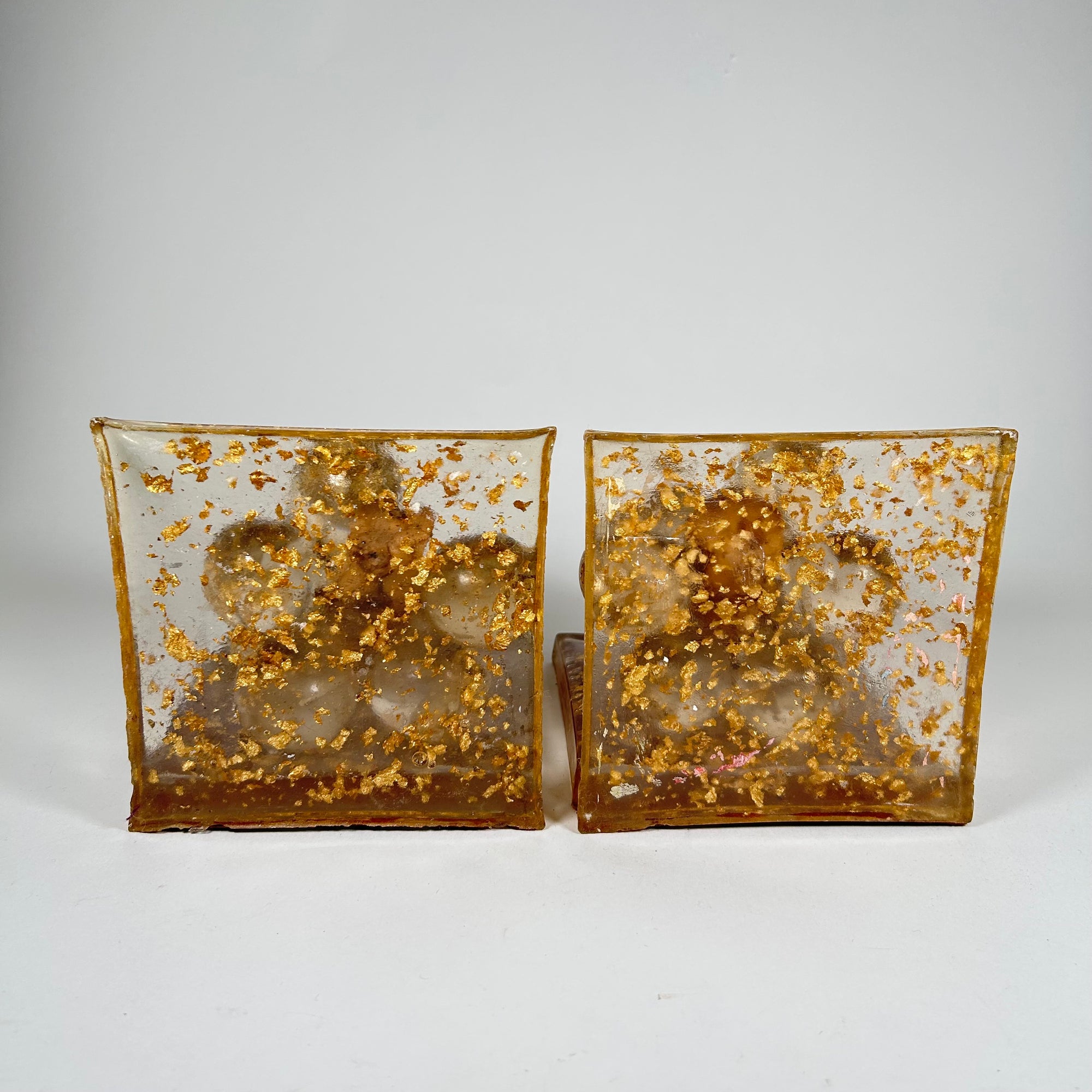 Resin Grape Bunch Bookends with Gold Flecks