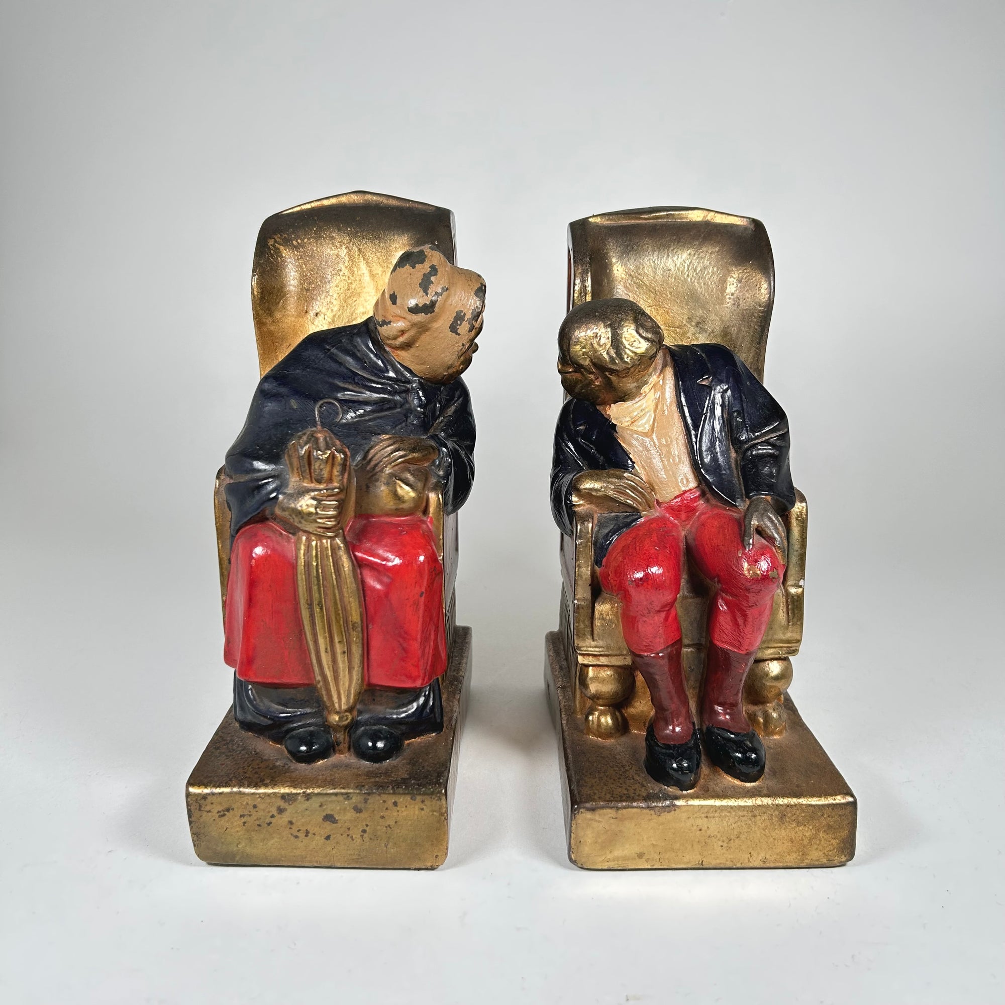 Vintage Bookends with a Older Couple Sitting in Chairs