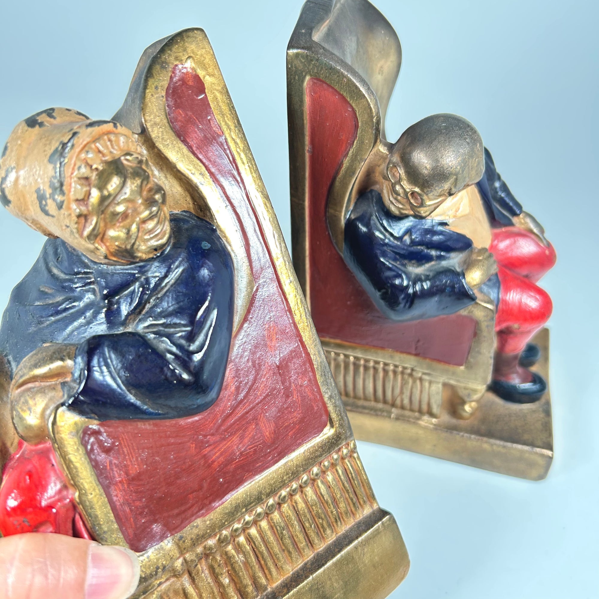 Vintage Bookends with a Older Couple Sitting in Chairs