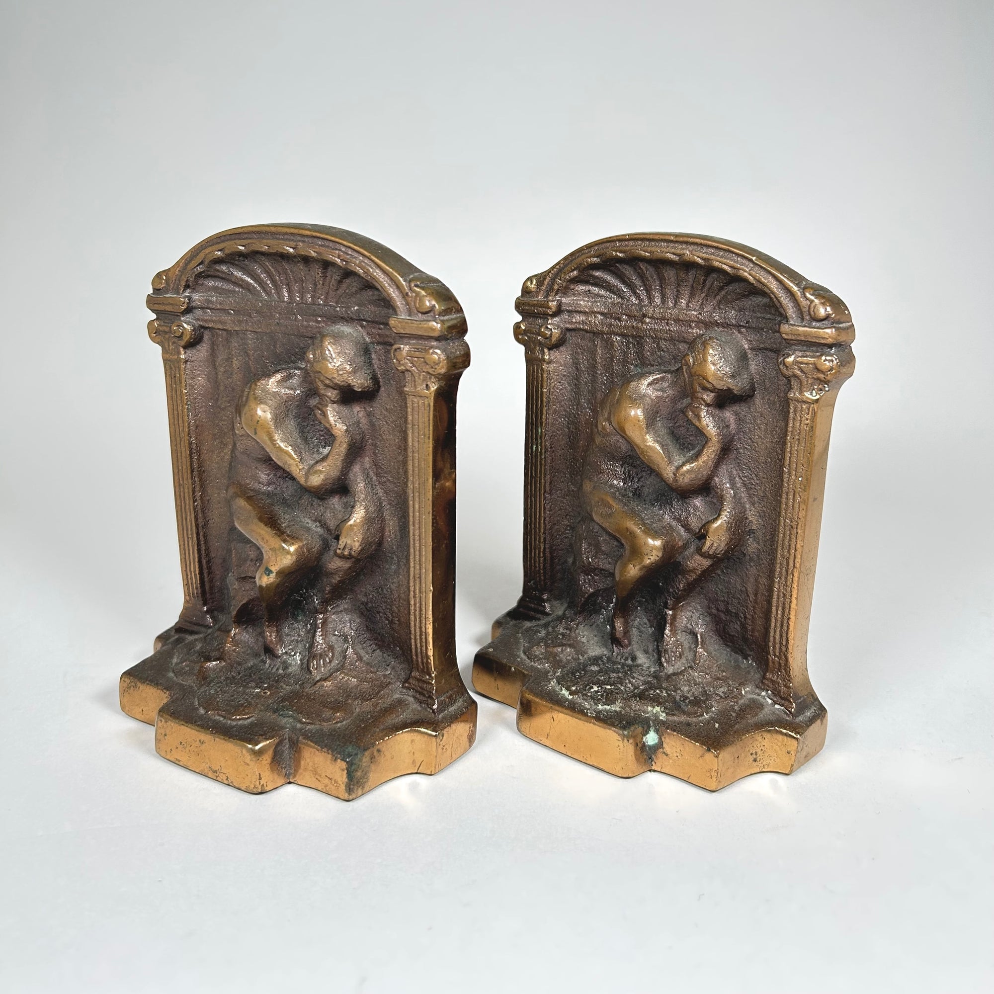 The Thinker Cast Brass Small Bookend Set