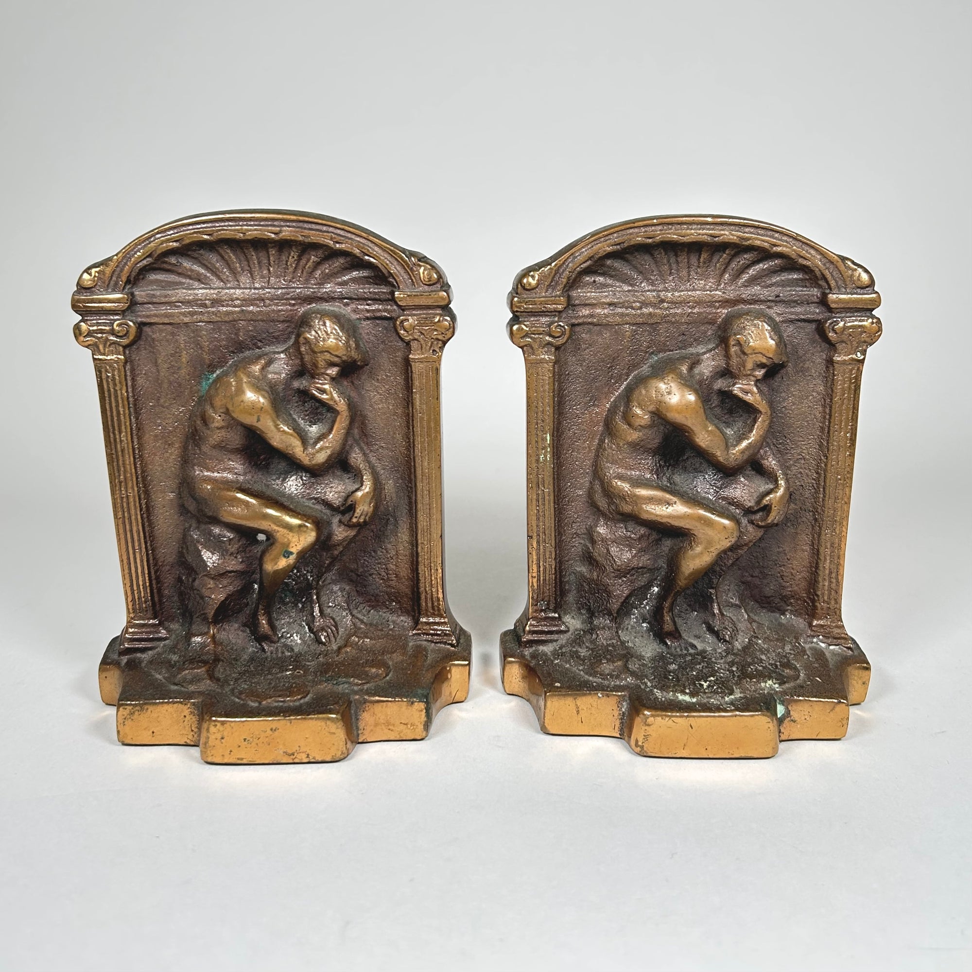 The Thinker Cast Brass Small Bookend Set