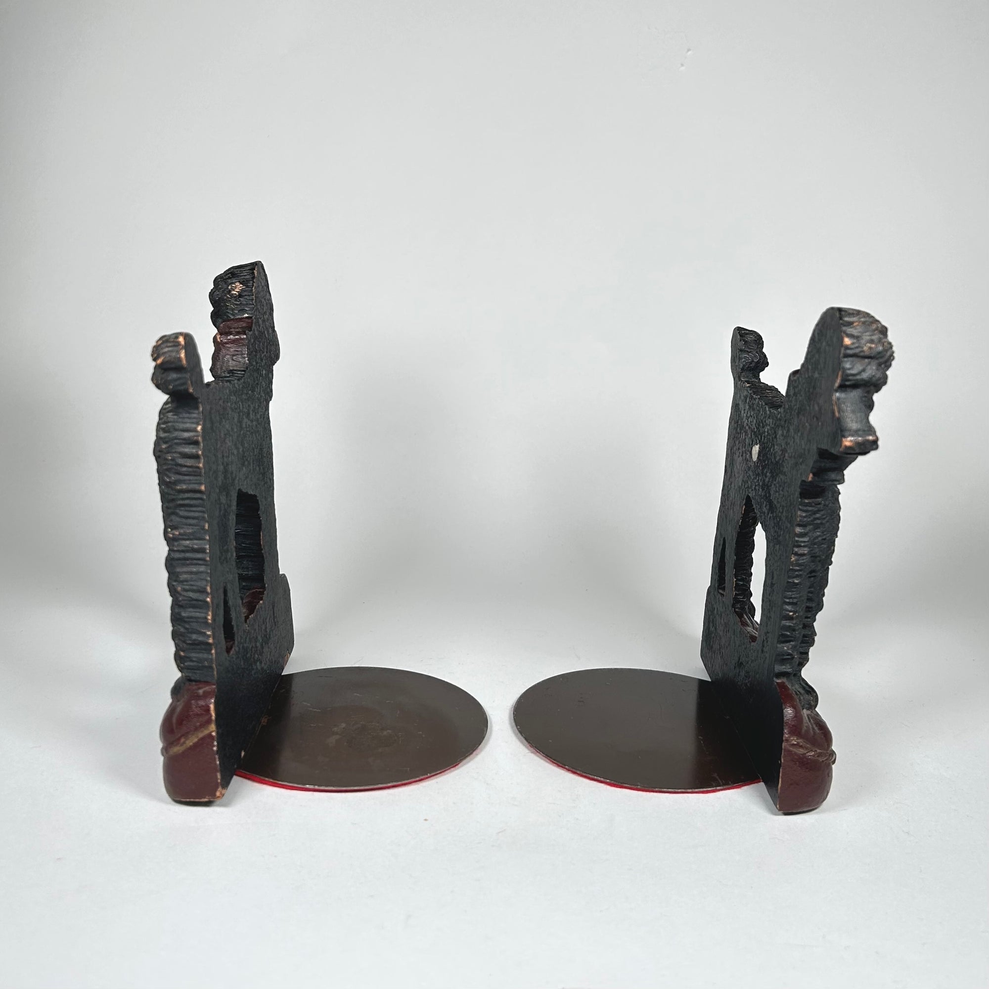 Black Poodle Dog with Bow Bookends by Syroco Wood