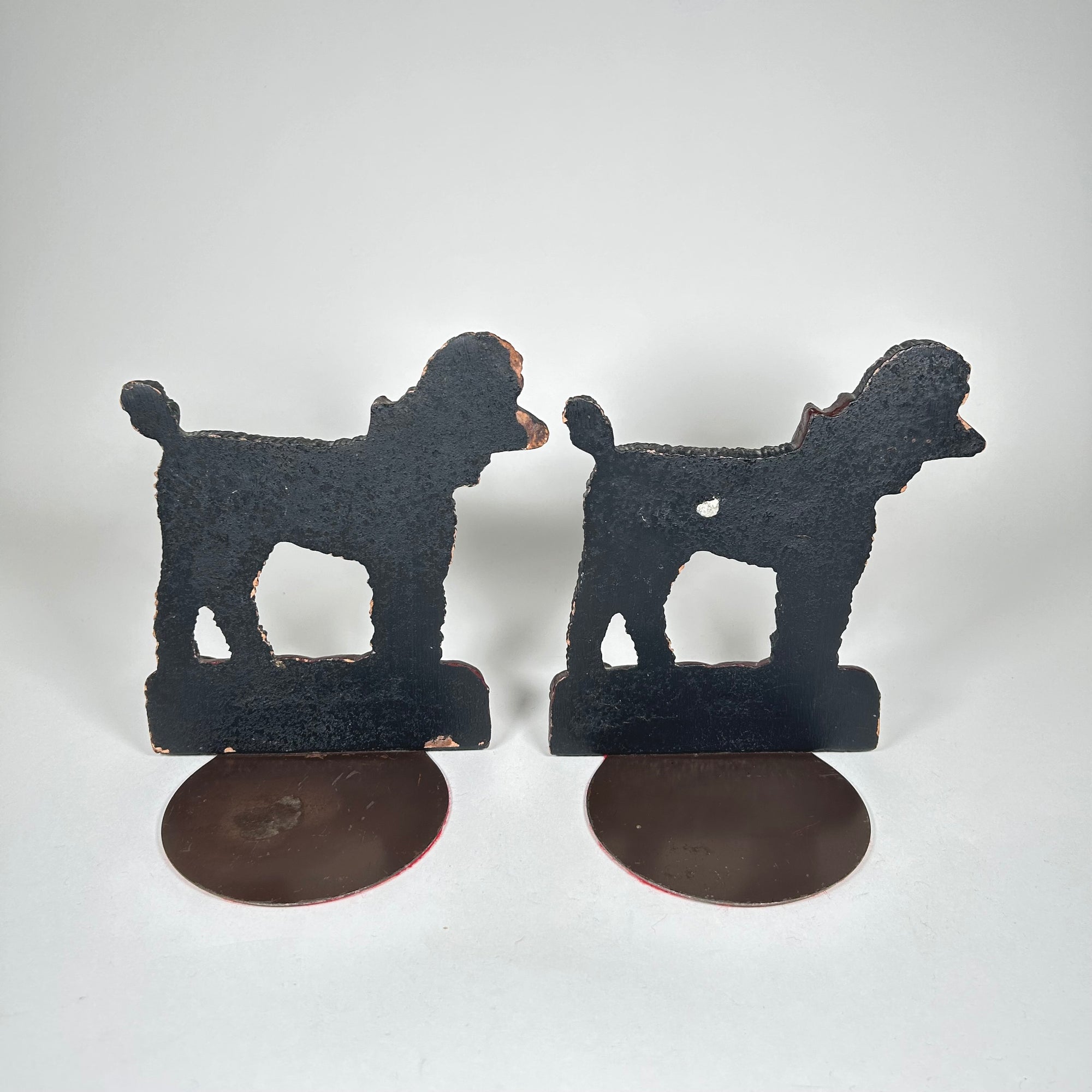 Black Poodle Dog with Bow Bookends by Syroco Wood