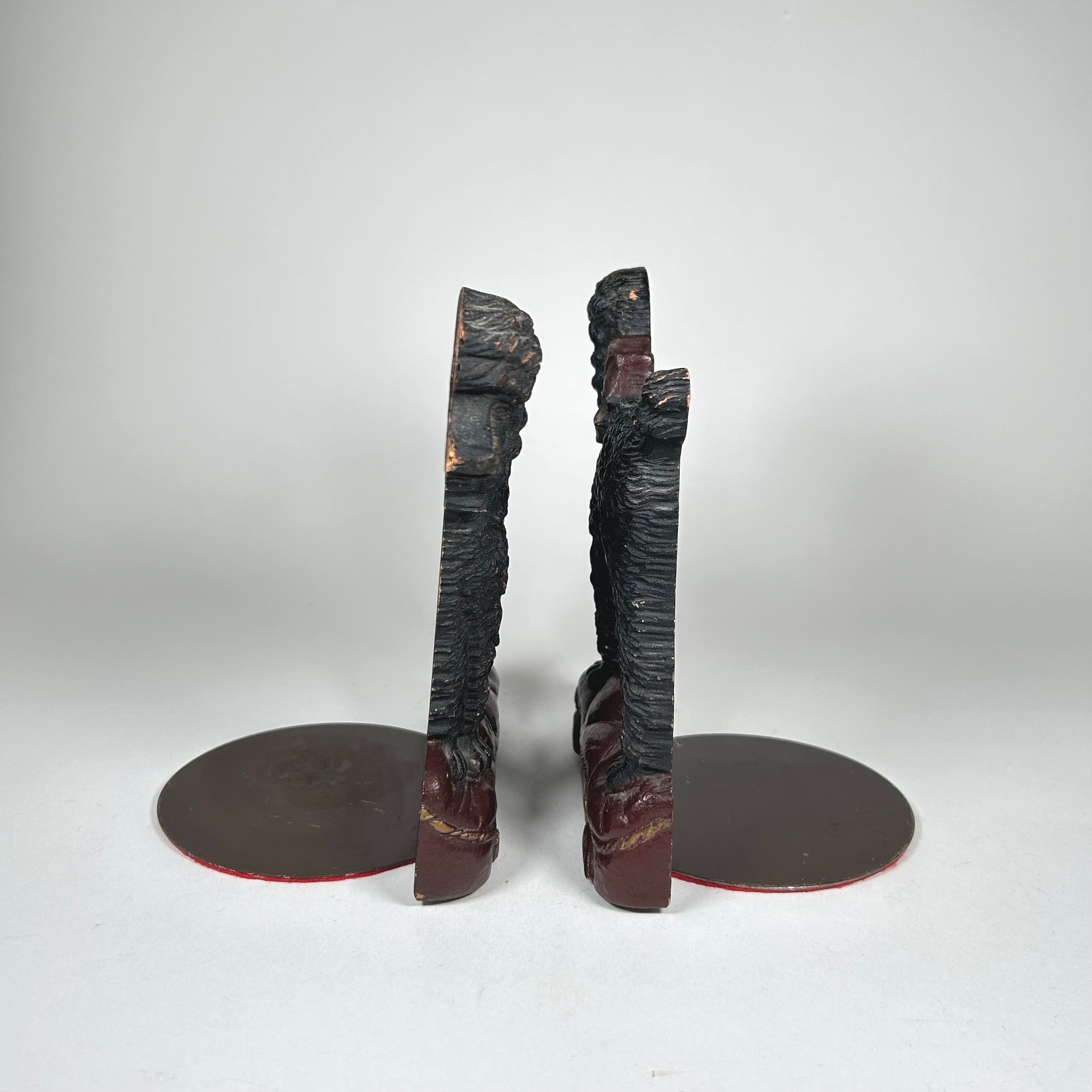 Black Poodle Dog with Bow Bookends by Syroco Wood