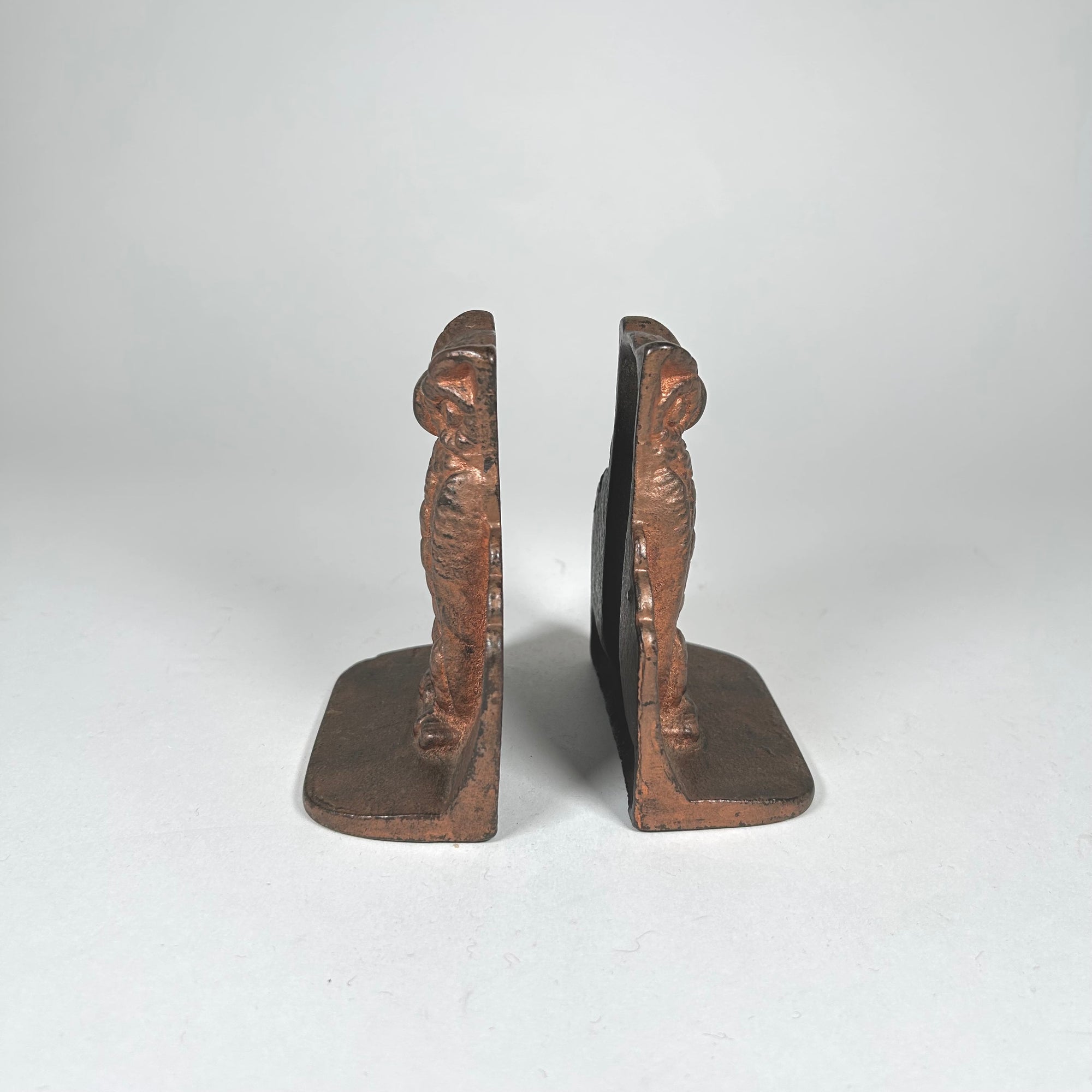 Vintage Art Deco Style Owl Bookends with Copper Finish
