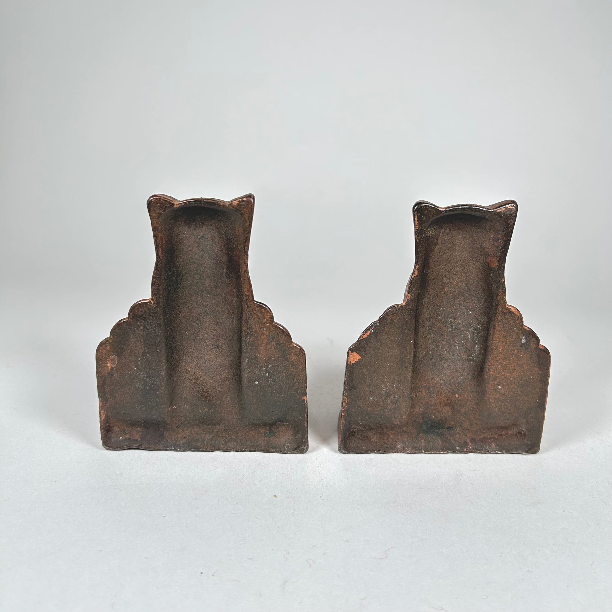 Vintage Art Deco Style Owl Bookends with Copper Finish