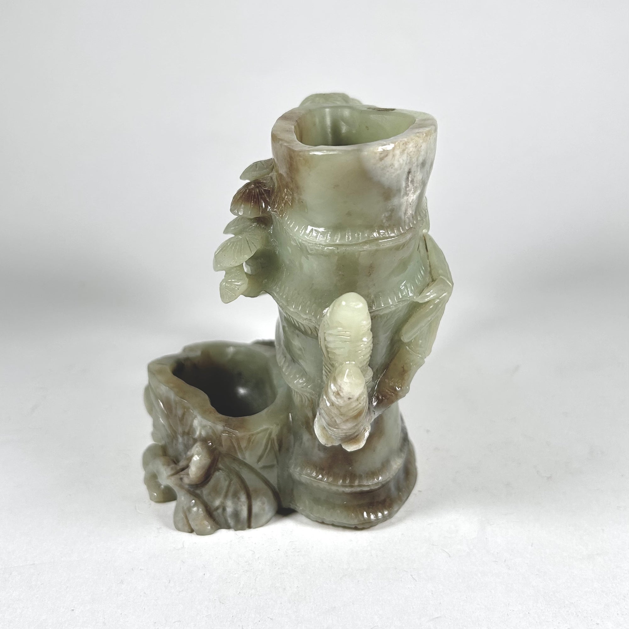 Asian Bamboo and Tree Carving in Celadon Green