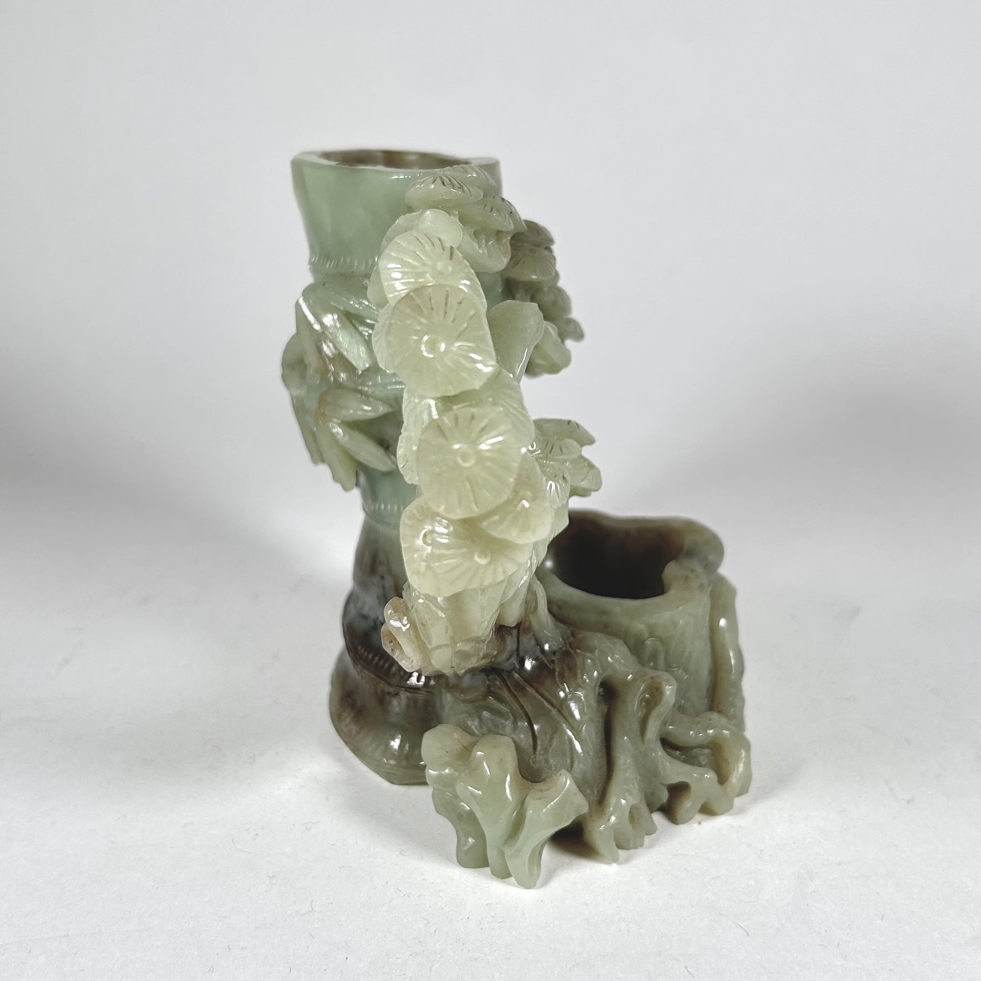 Asian Bamboo and Tree Carving in Celadon Green