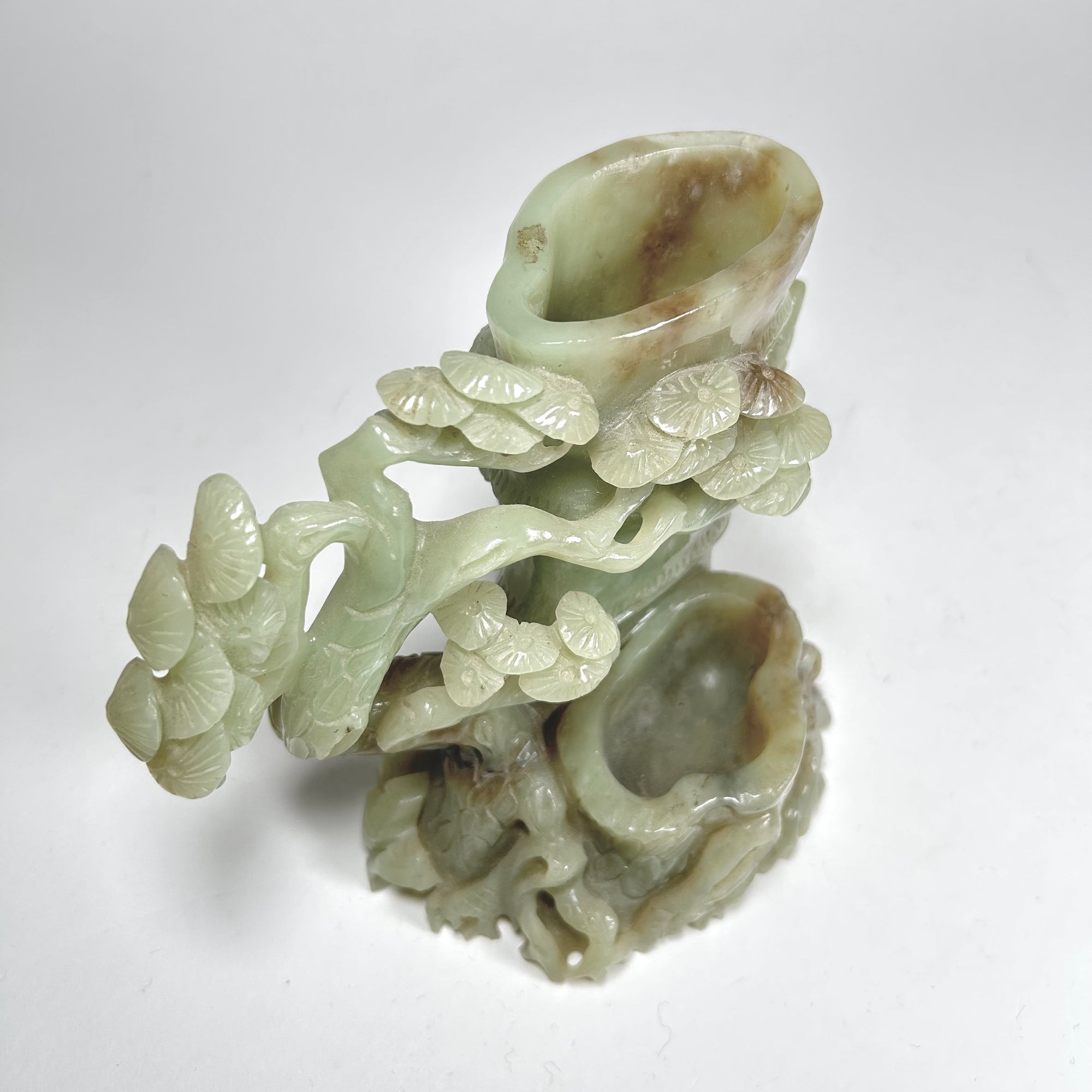 Asian Bamboo and Tree Carving in Celadon Green