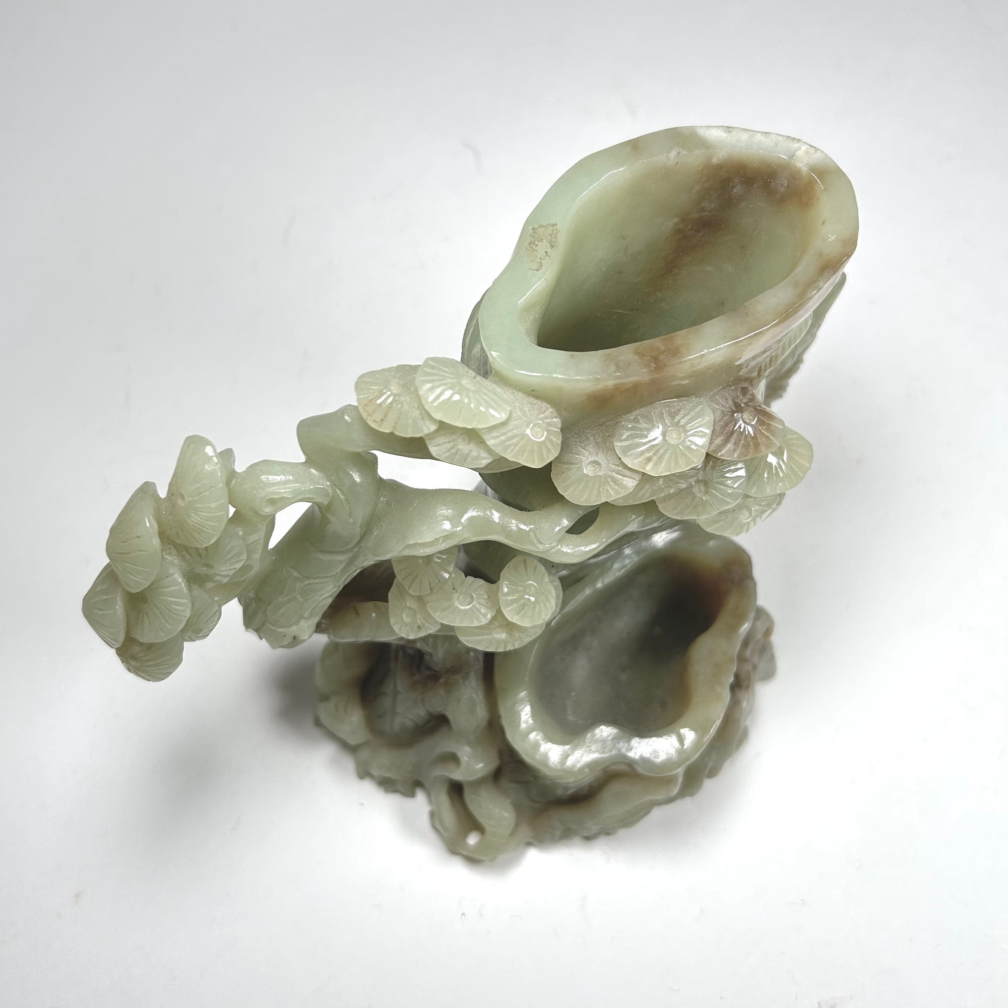 Asian Bamboo and Tree Carving in Celadon Green