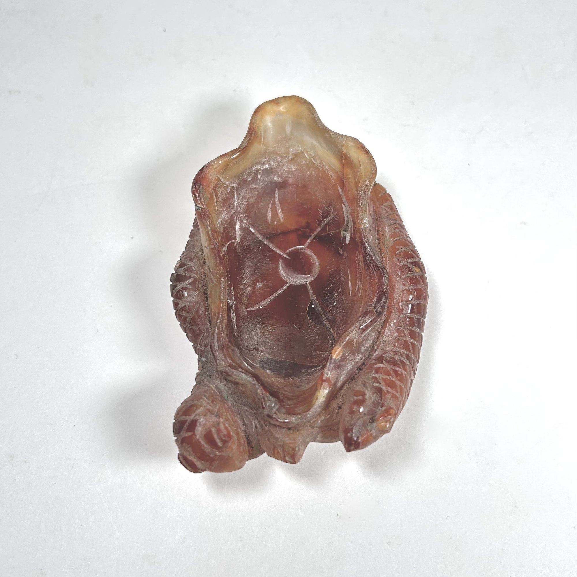 Small Carved Asian Serpent Hardstone Dish