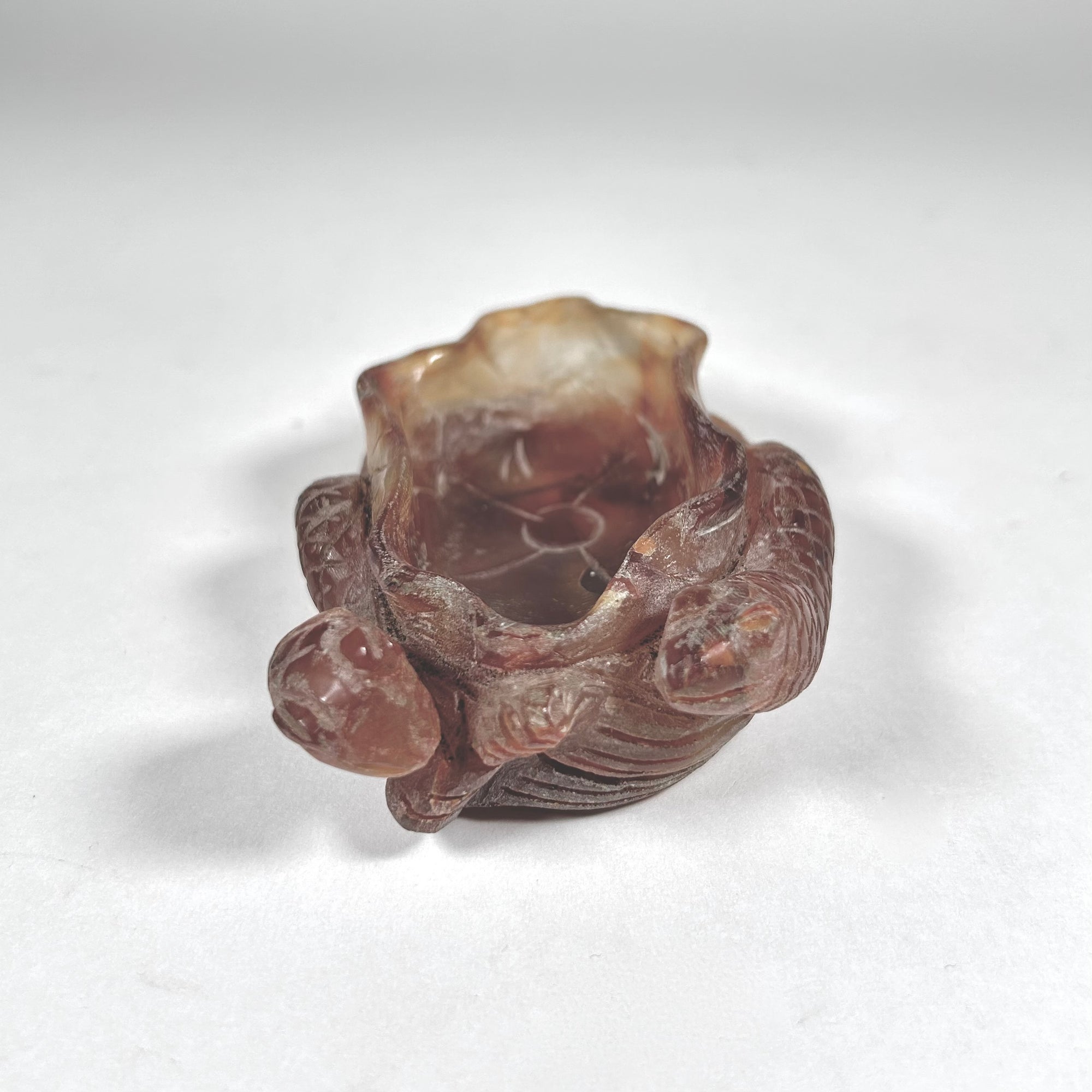 Small Carved Asian Serpent Hardstone Dish