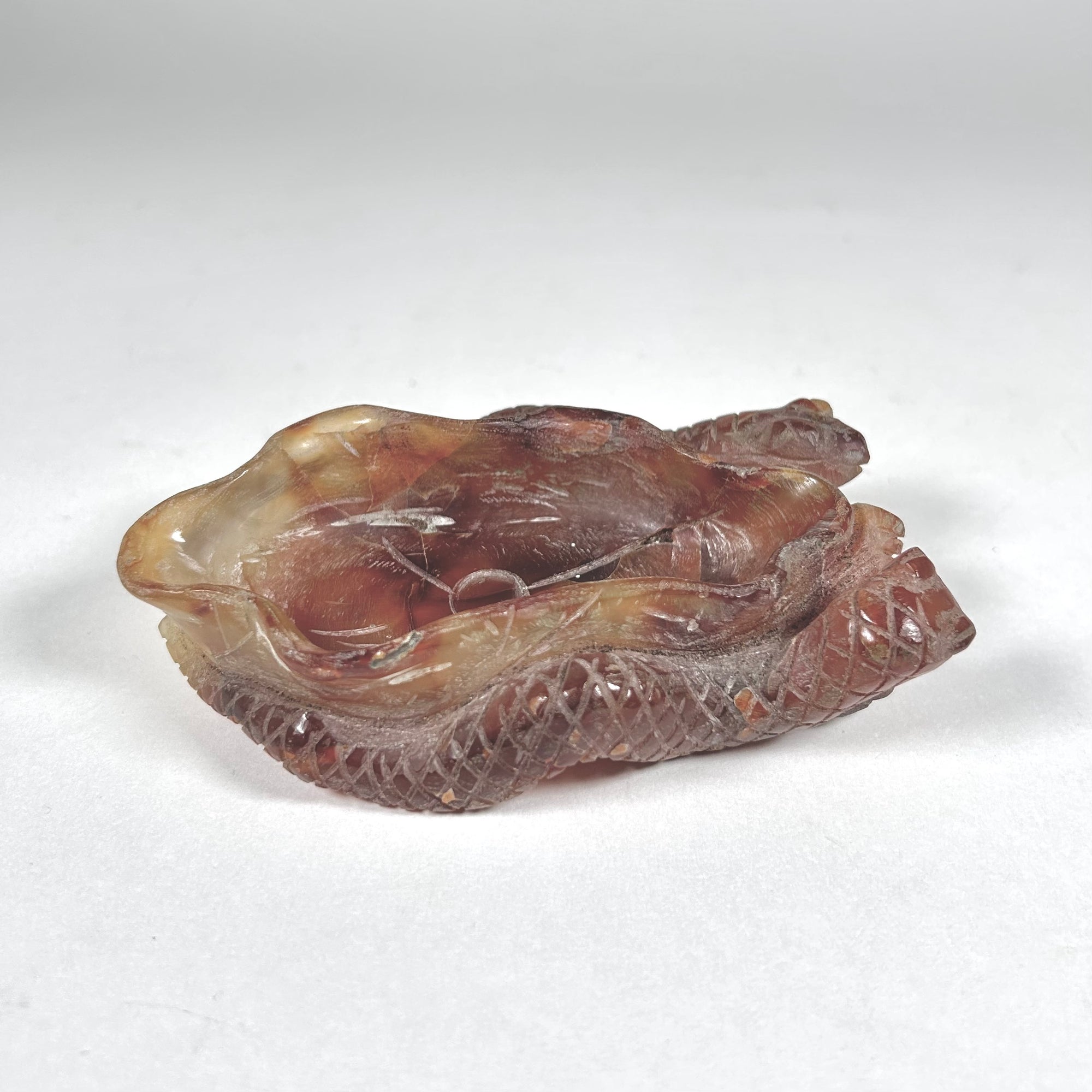 Small Carved Asian Serpent Hardstone Dish