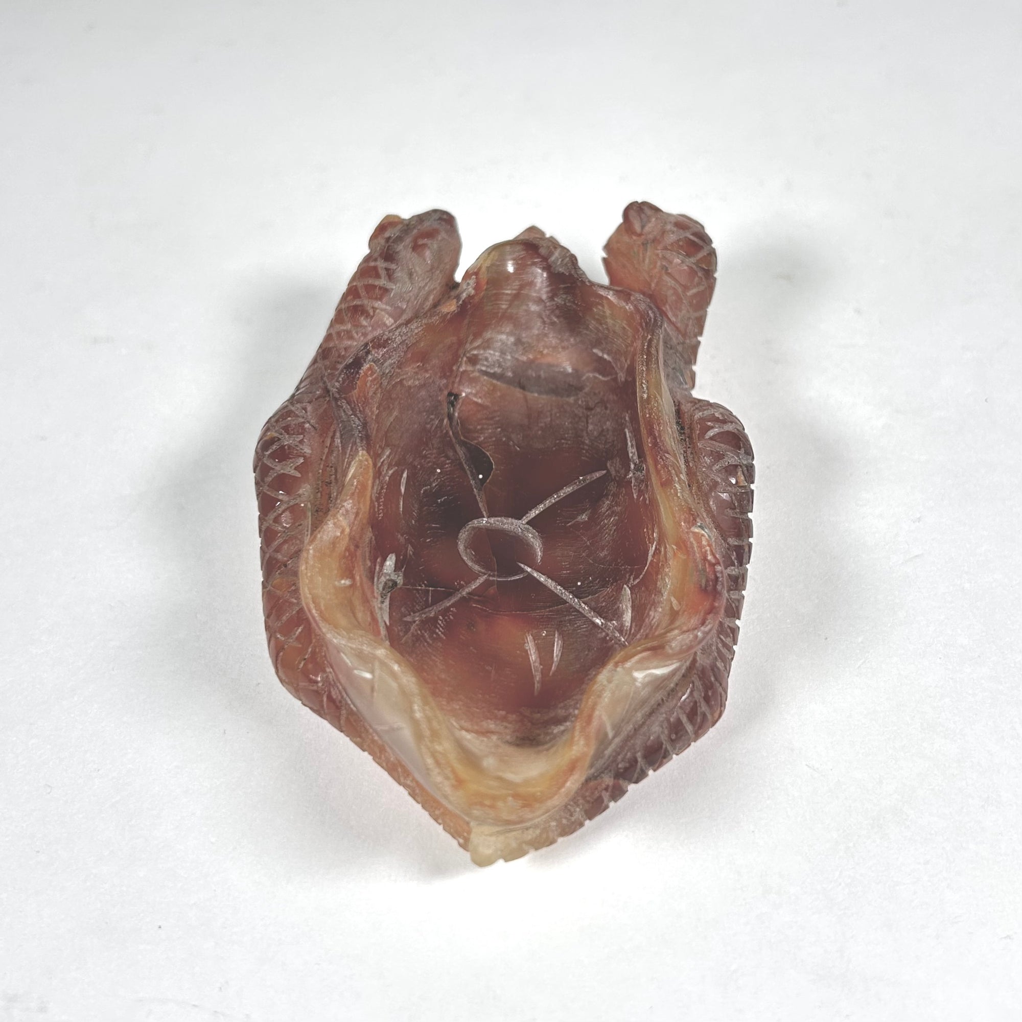 Small Carved Asian Serpent Hardstone Dish