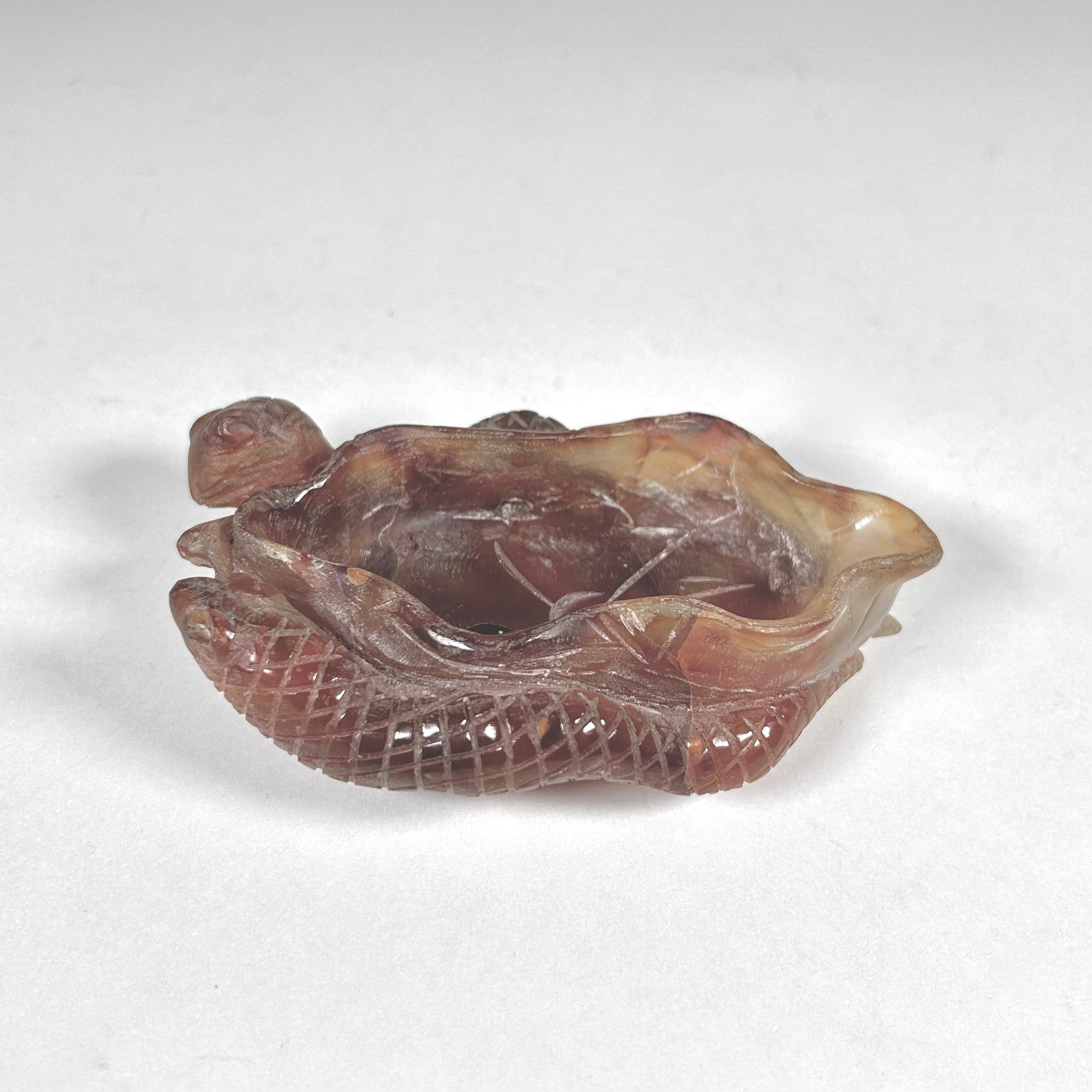 Small Carved Asian Serpent Hardstone Dish
