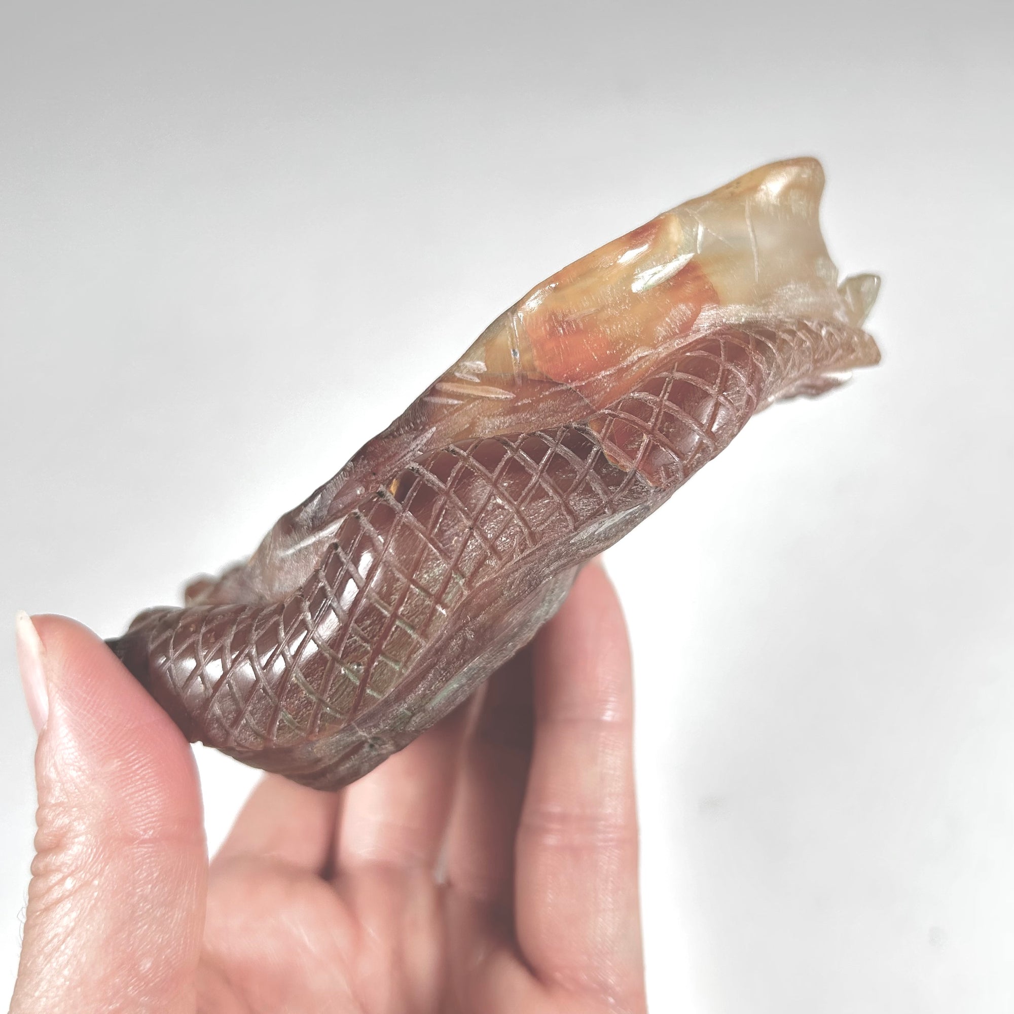 Small Carved Asian Serpent Hardstone Dish