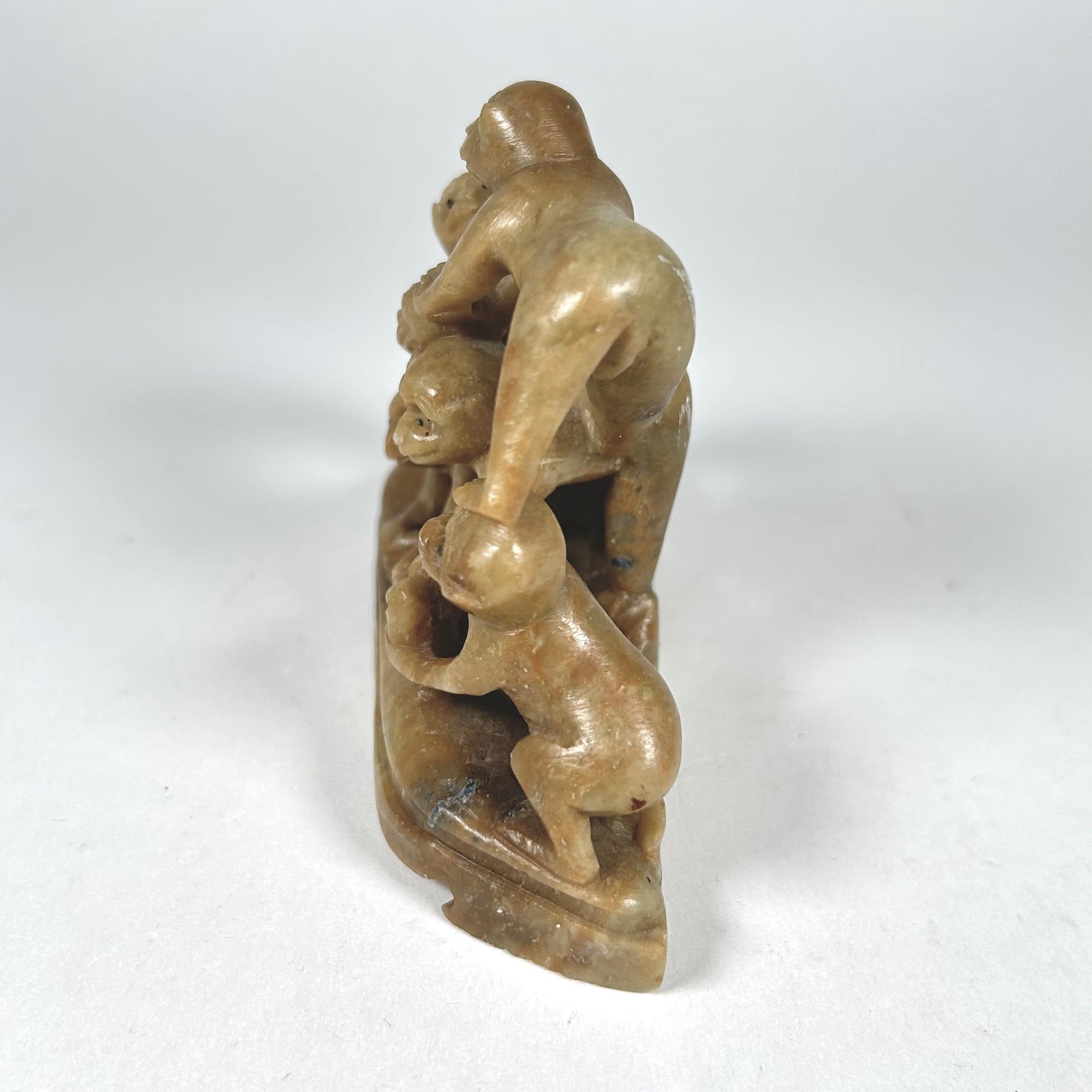 Asian Monkey Group Carving in Soapstone