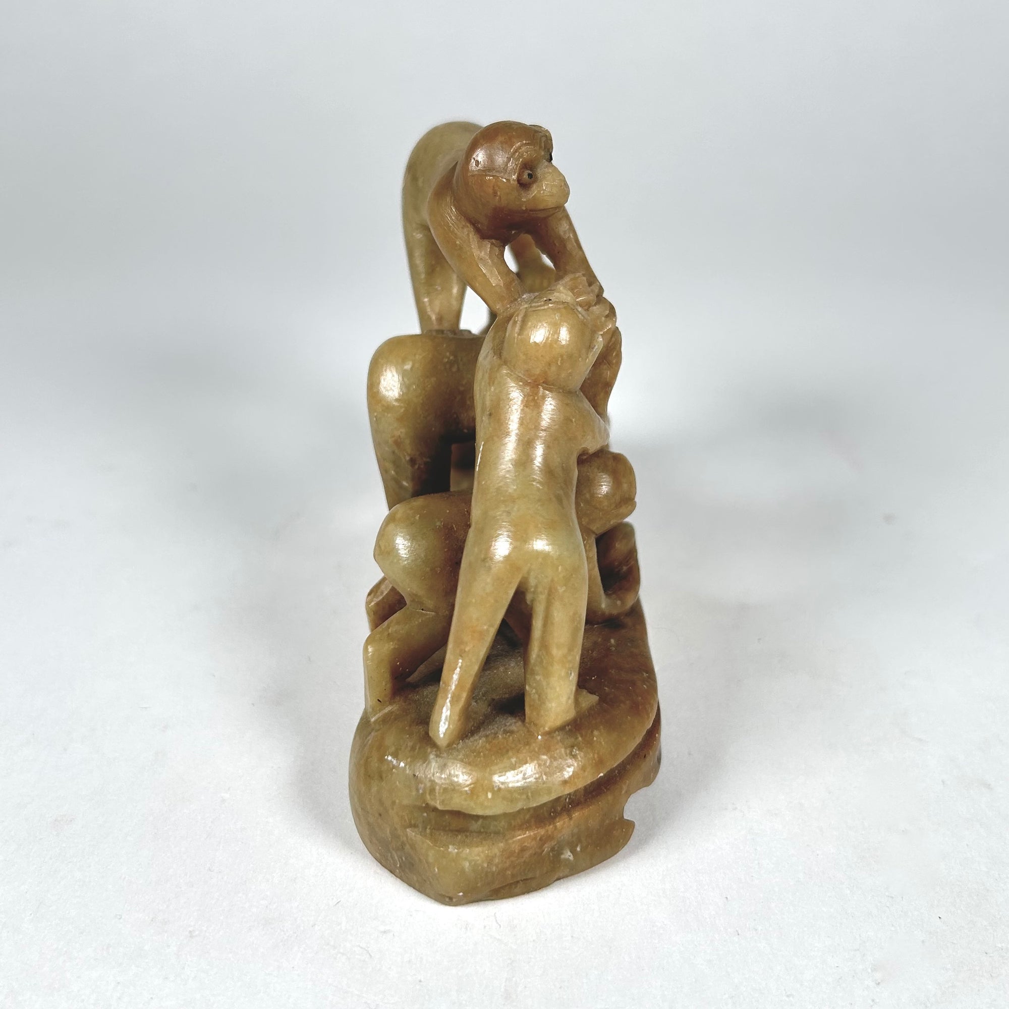Asian Monkey Group Carving in Soapstone