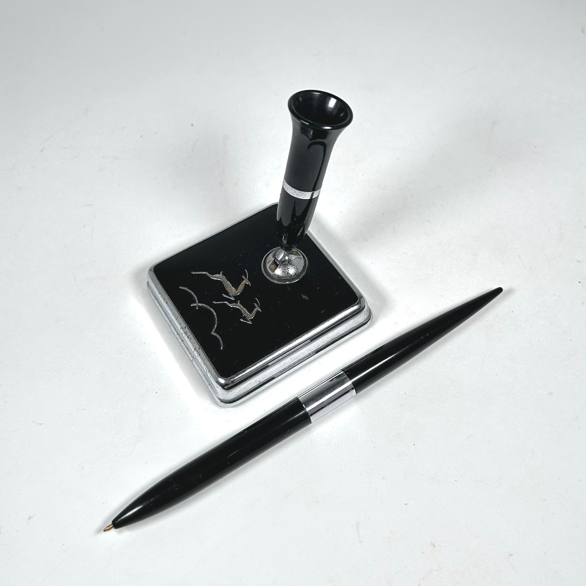 Art Deco Style Pen Stand with Leaping Dear