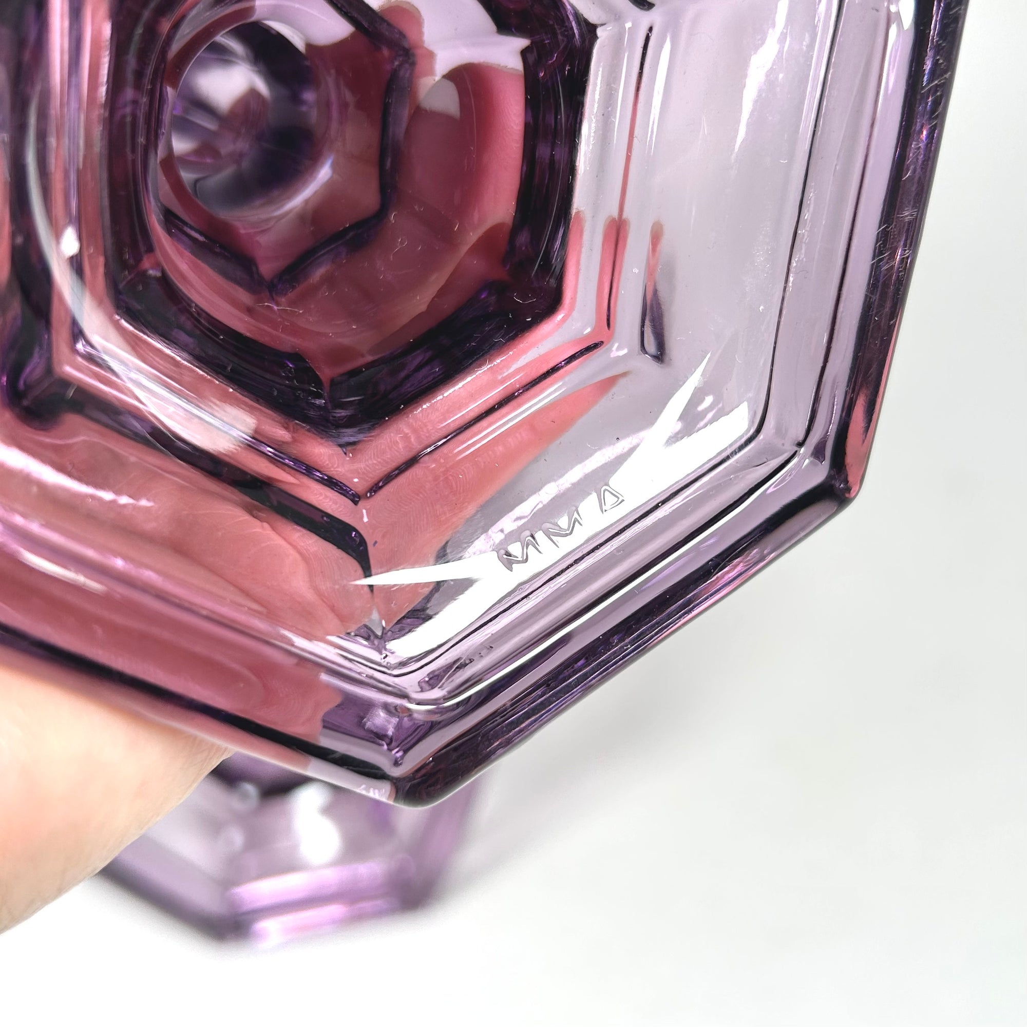 Vintage Amethyst Purple Glass Candlesticks by MMA Set of Two