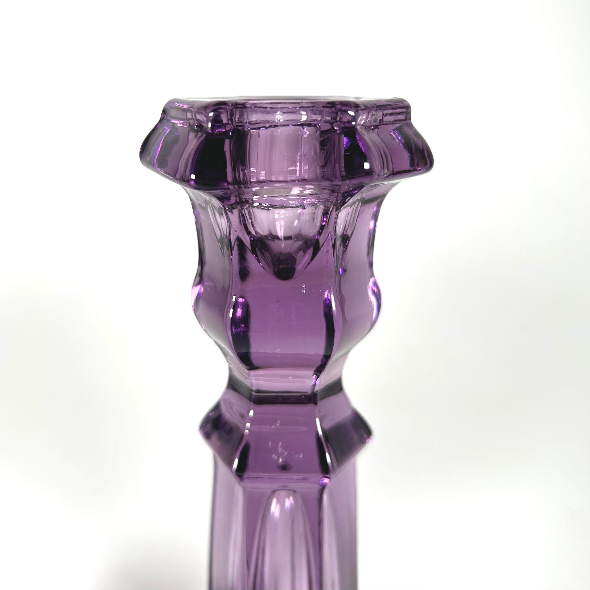 Vintage Amethyst Purple Glass Candlesticks by MMA Set of Two