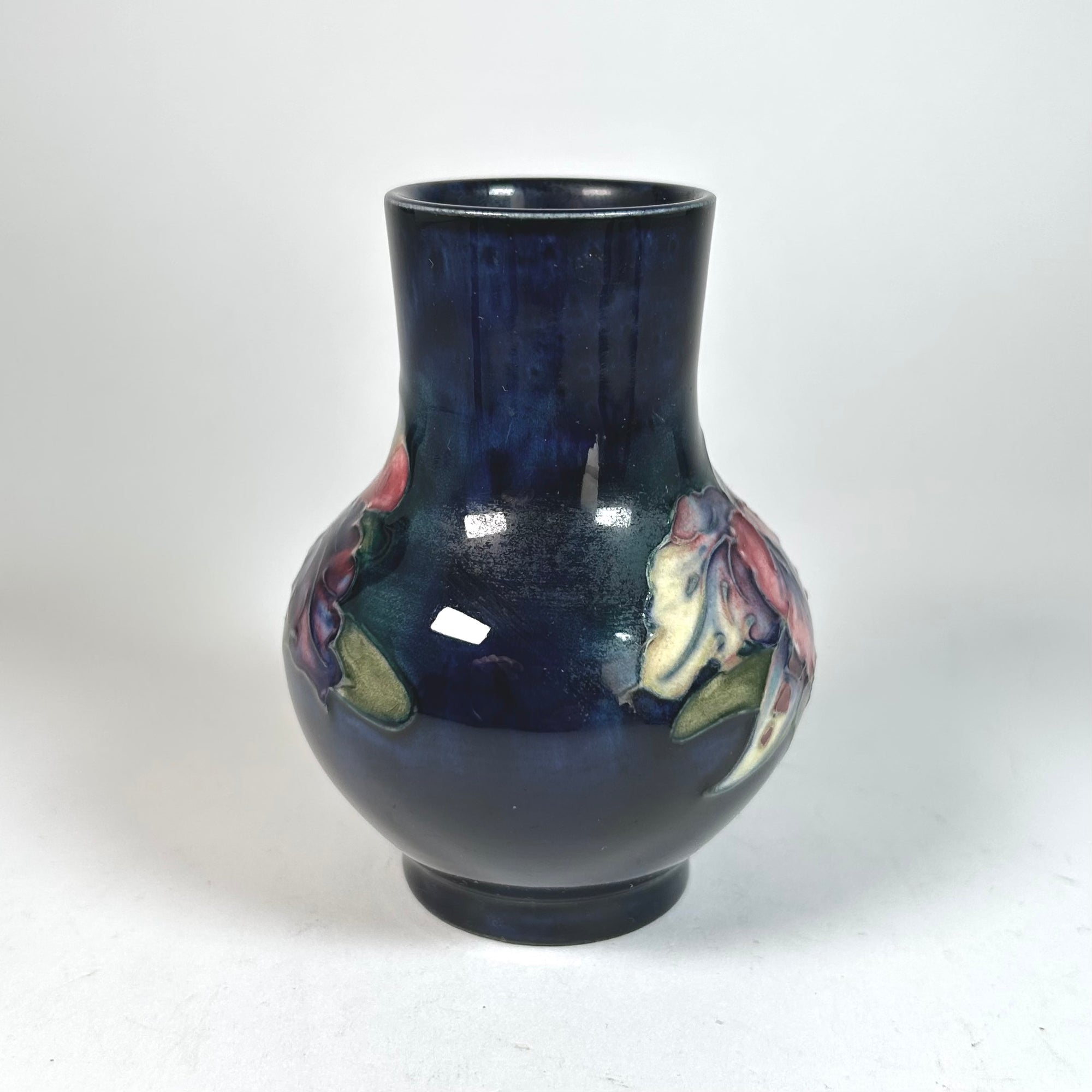 Moorcroft Iris Orchid Flower Vase in Cobalt Blue