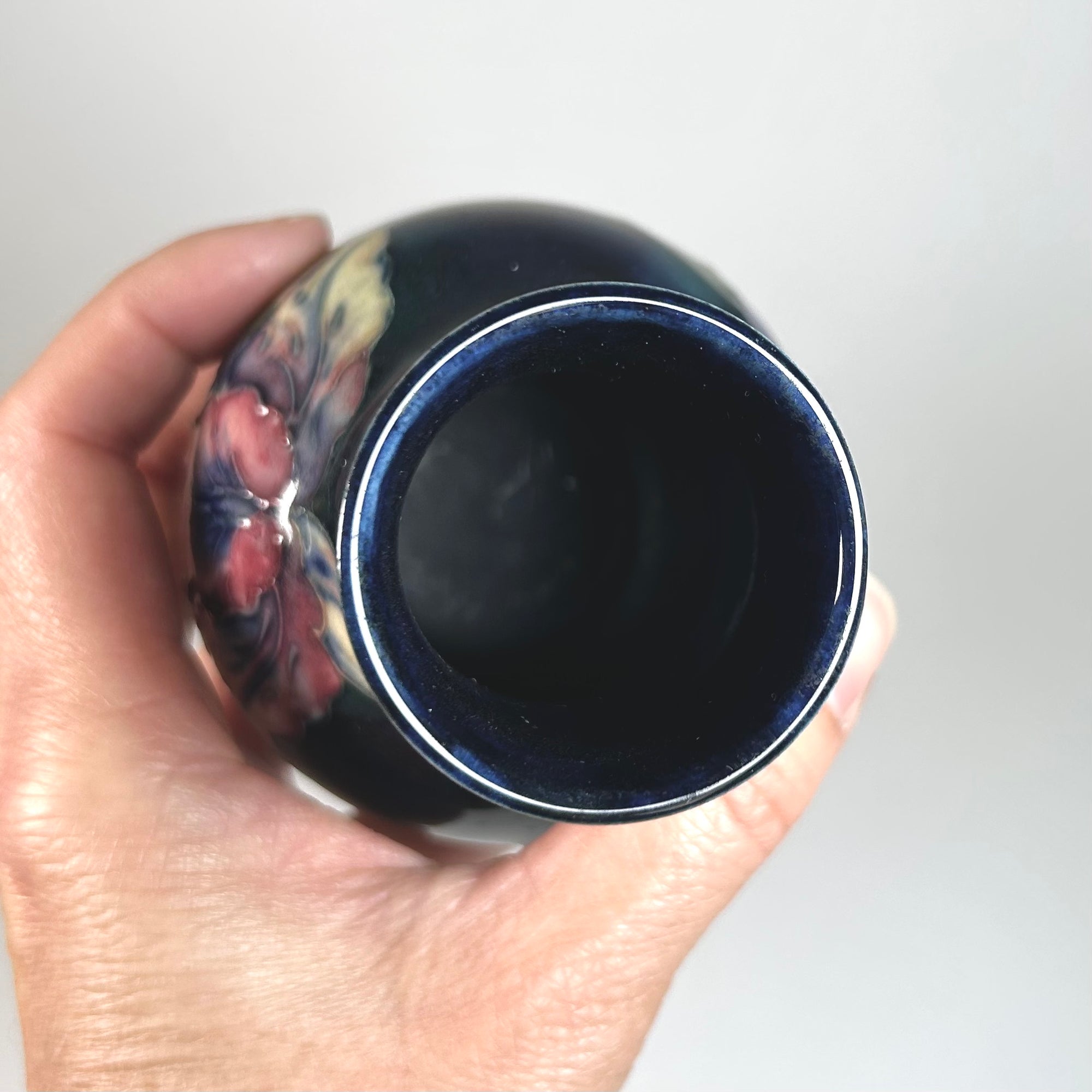 Moorcroft Iris Orchid Flower Vase in Cobalt Blue