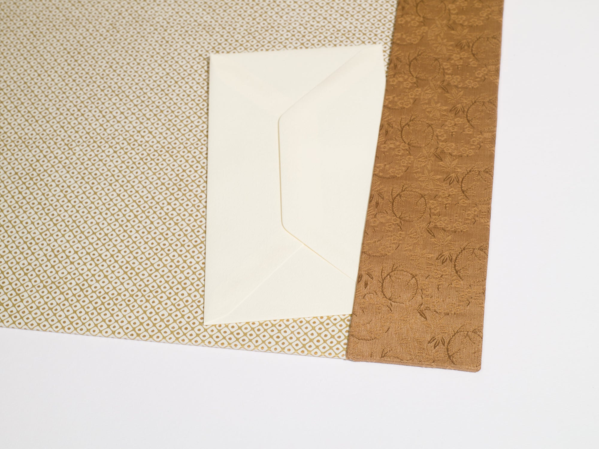 Elegant Gold Tone Desk Blotter / Desk Pad in Cream and Golden Brown
