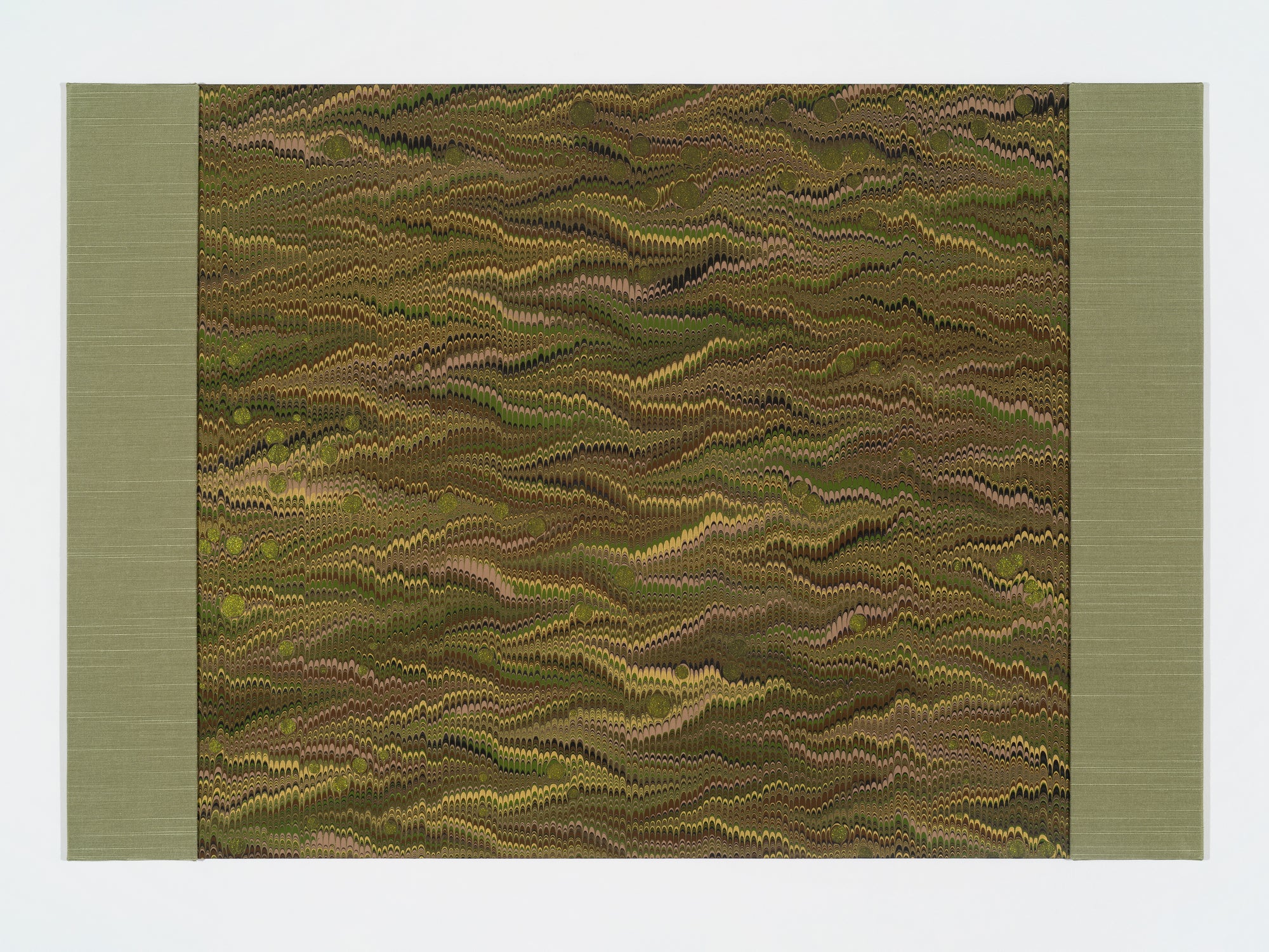 Natural Green Desk Blotter / Desk Pad in Green and Brown Waves