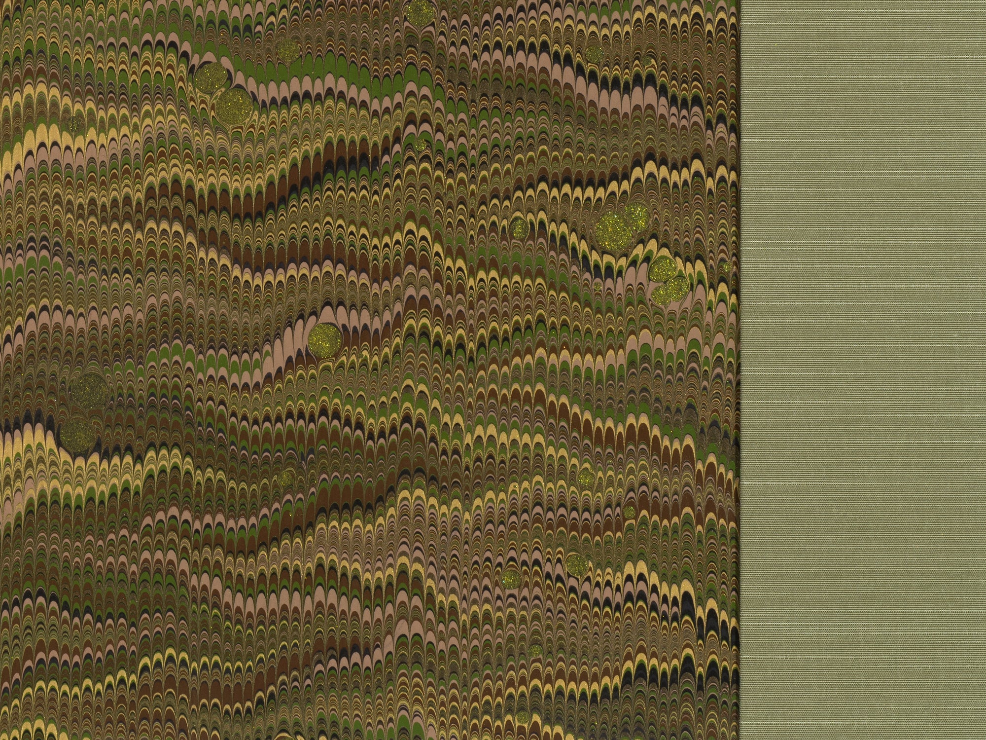 Natural Green Desk Blotter / Desk Pad in Green and Brown Waves