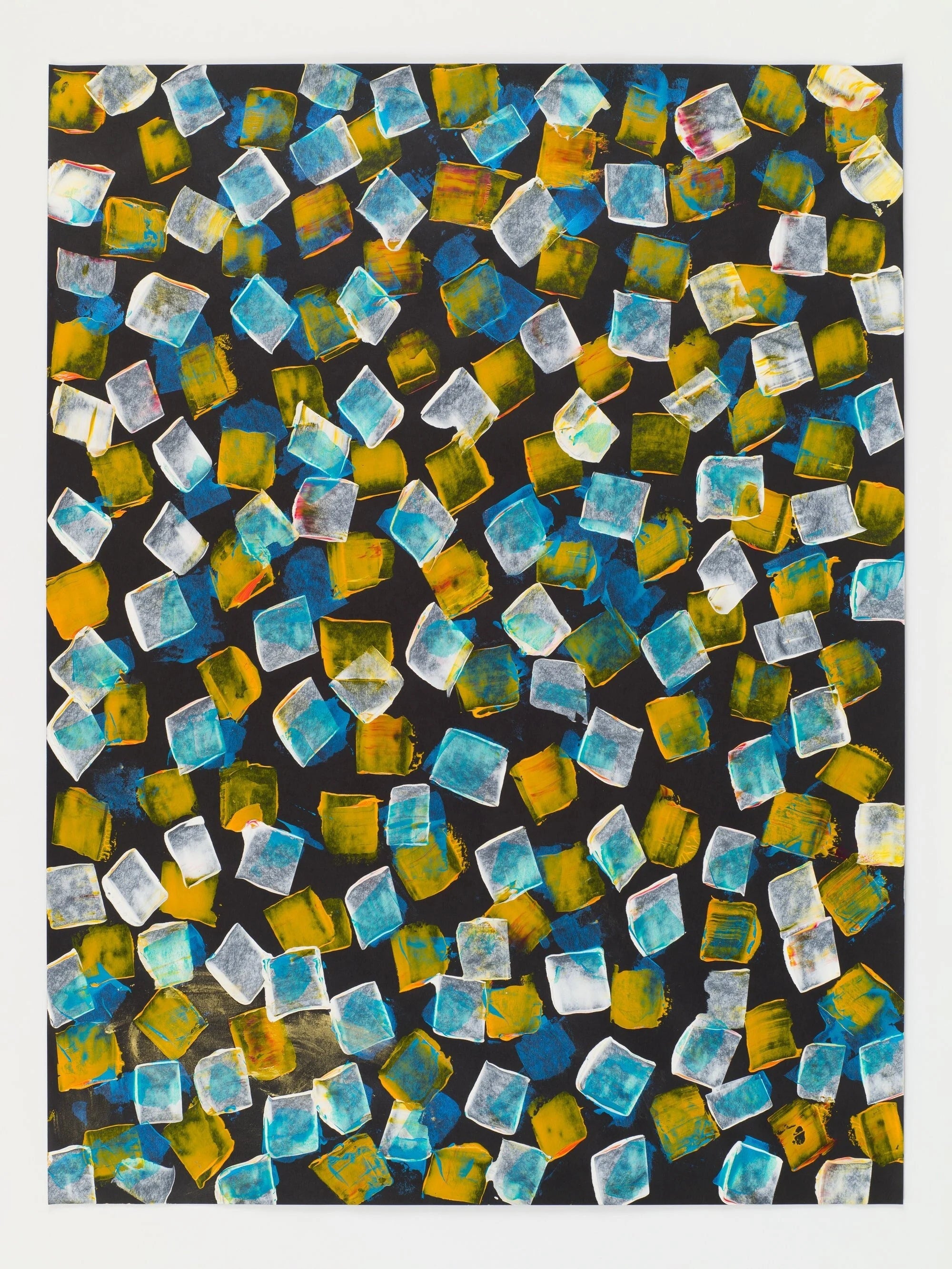 Modern Abstract Pattern Wall Decor in Blue and Gold by Moth Marblers