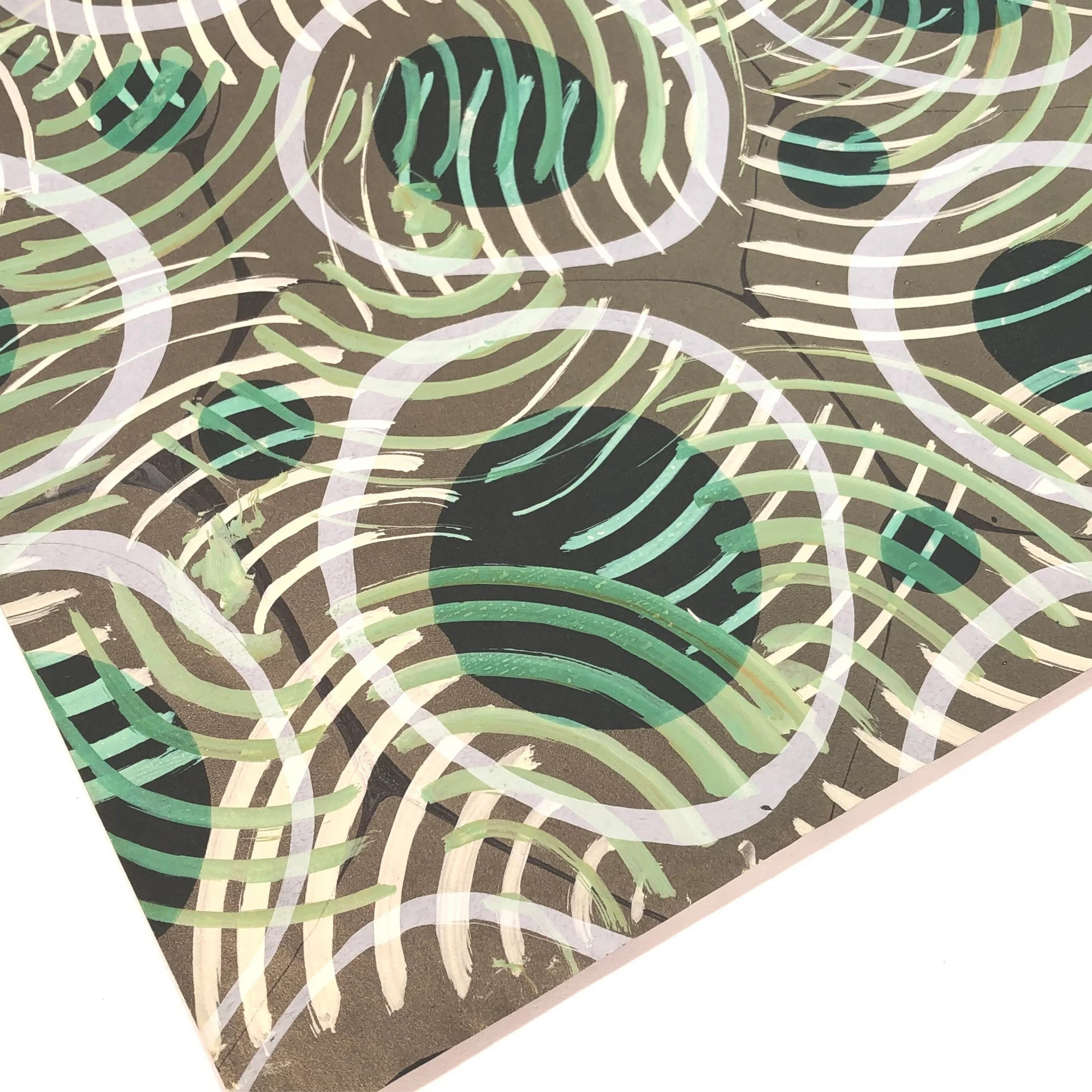Green Ripples Unique Hand Marbled Wall Decor by Moth Marblers