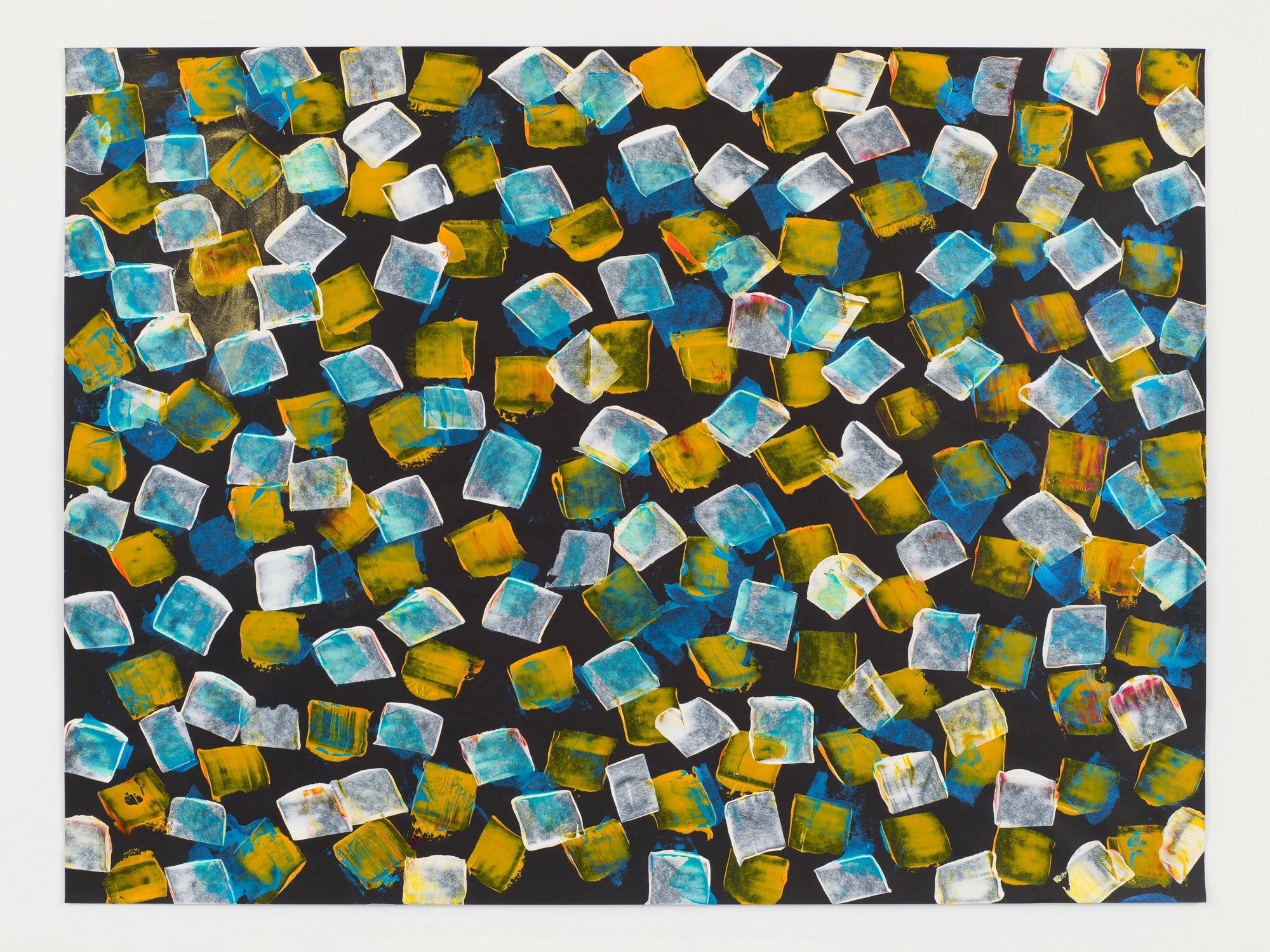 Modern Abstract Pattern Wall Decor in Blue and Gold by Moth Marblers