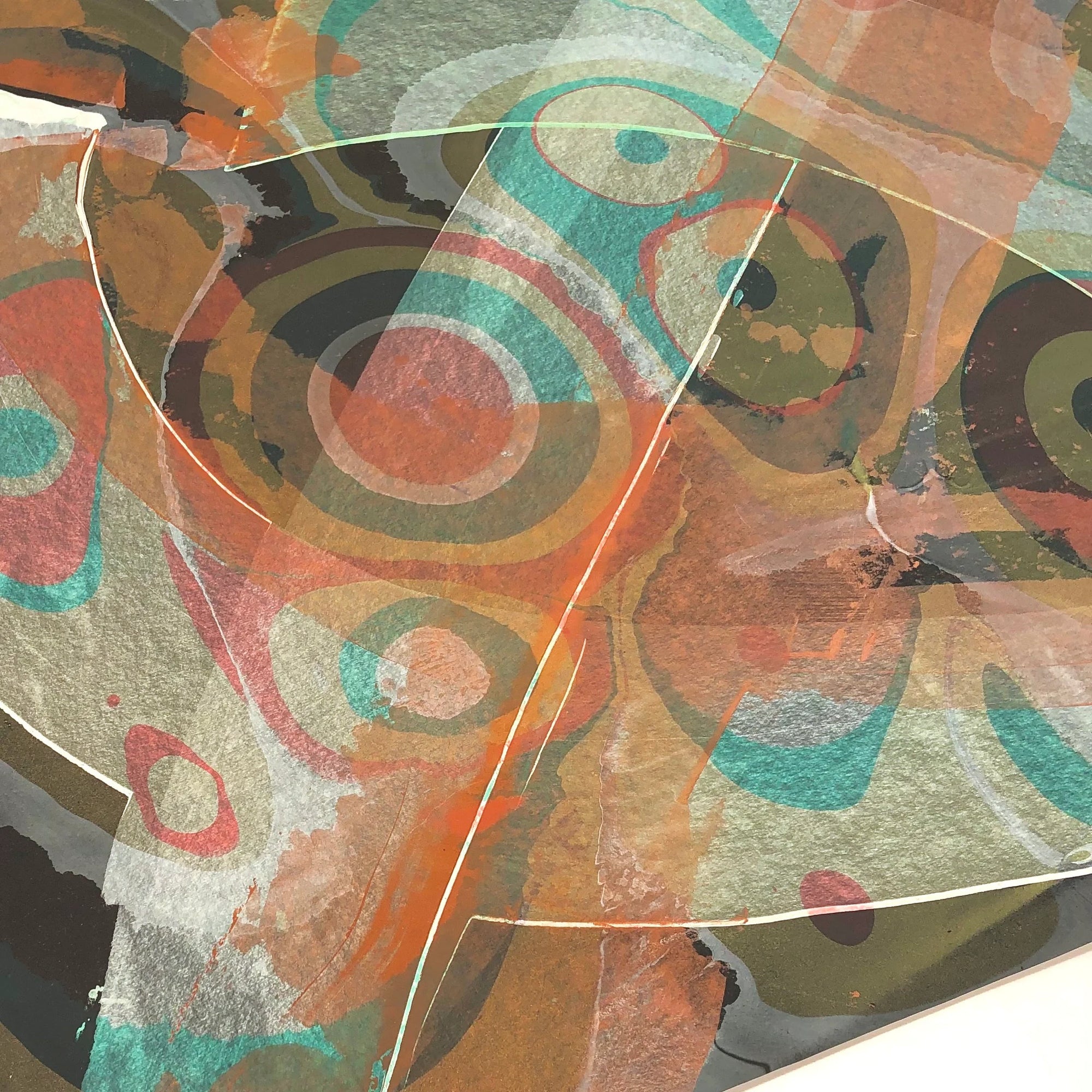 Modern Abstract Pattern Wall Decor in Blue and Brown by Moth Marblers