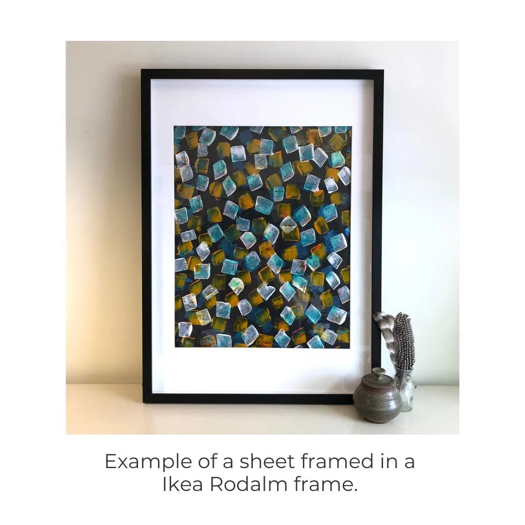 Modern Abstract Pattern Wall Decor in Blue and Gold by Moth Marblers